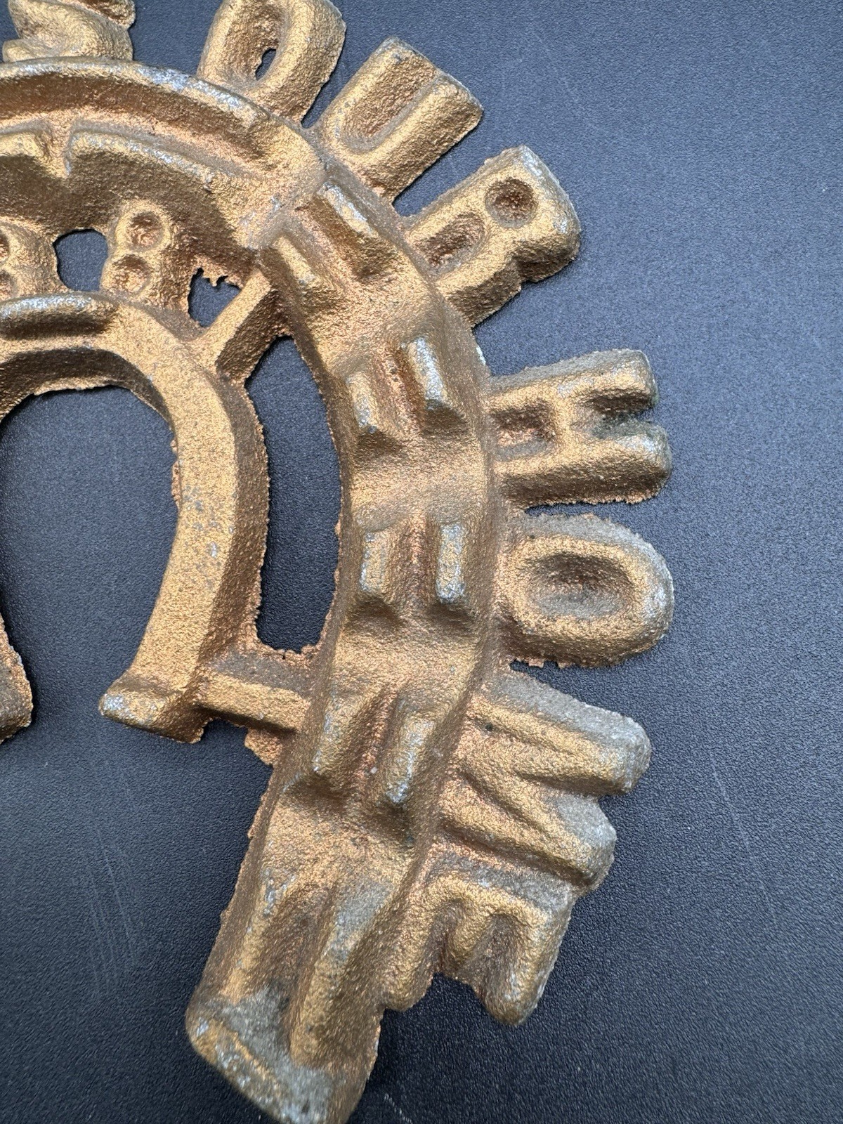 Vintage Gold Painted Iron “God Bless our Home” Good Luck Double Horseshoe Sign