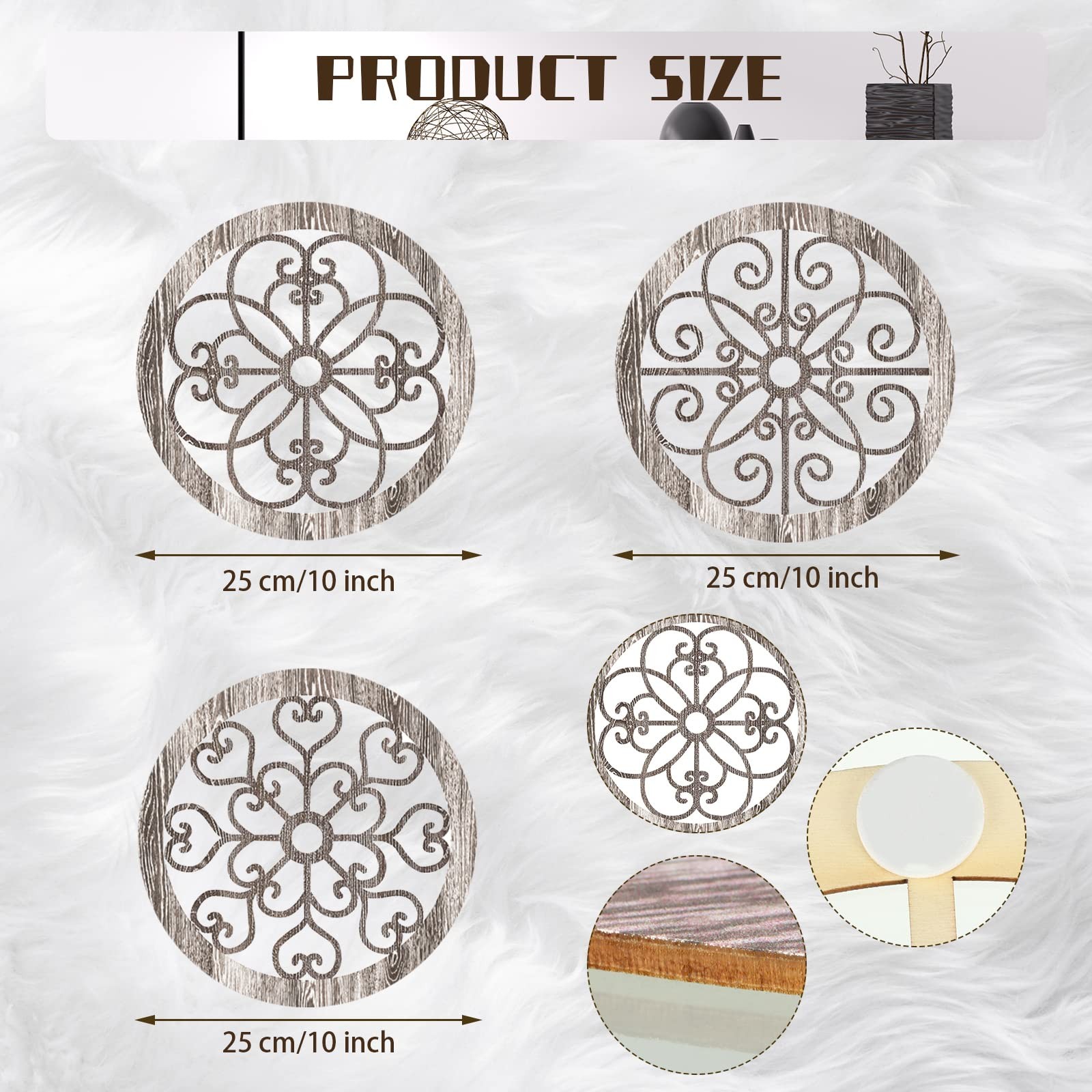 3 Pieces Thicken Rustic Wall Decor Farmhouse Wall Art Decor Wood Hanging Deco…
