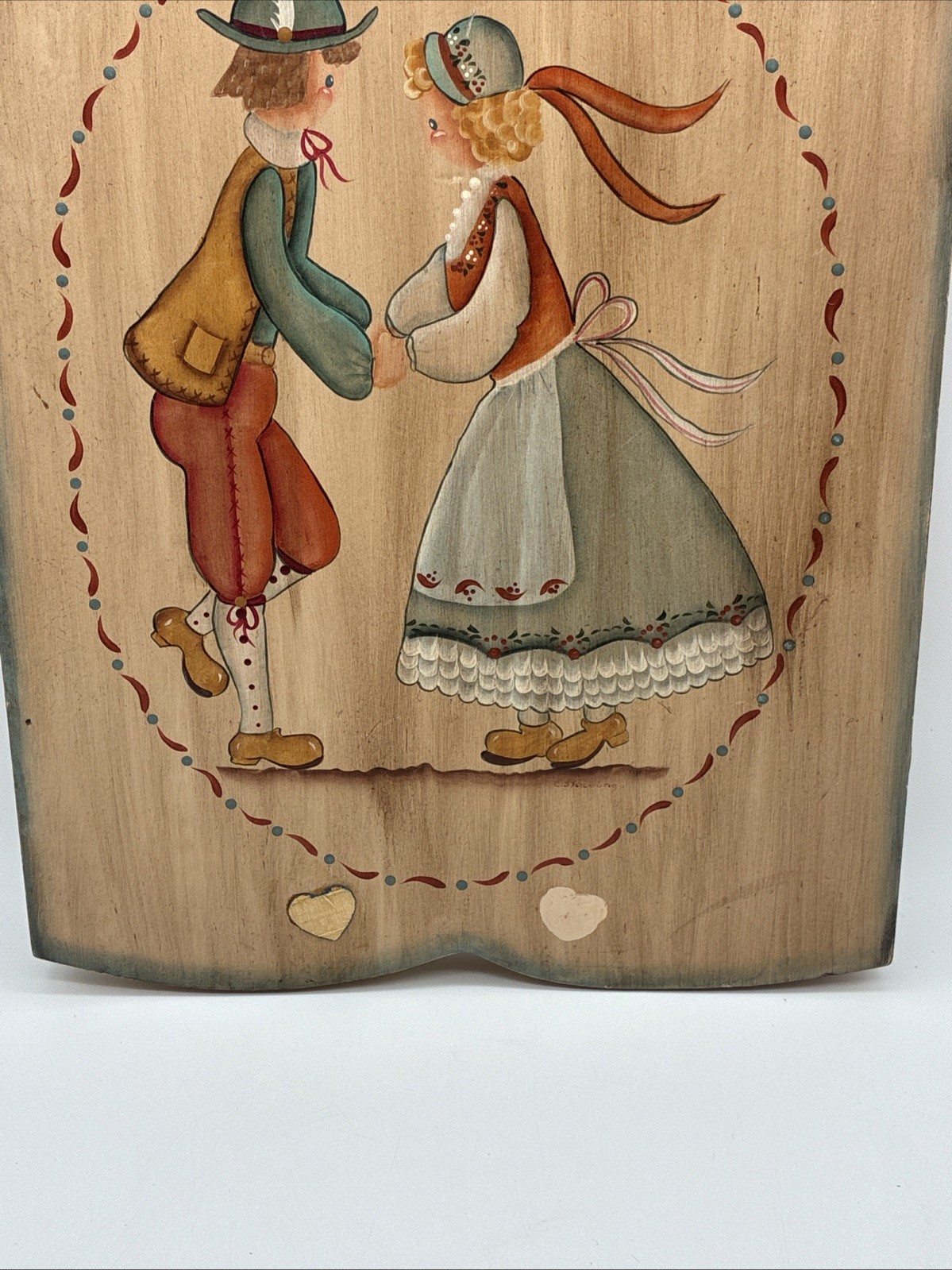 Handpainted Vintage Wooden Welcome Sign European Folk Art Dutch Cottagecore