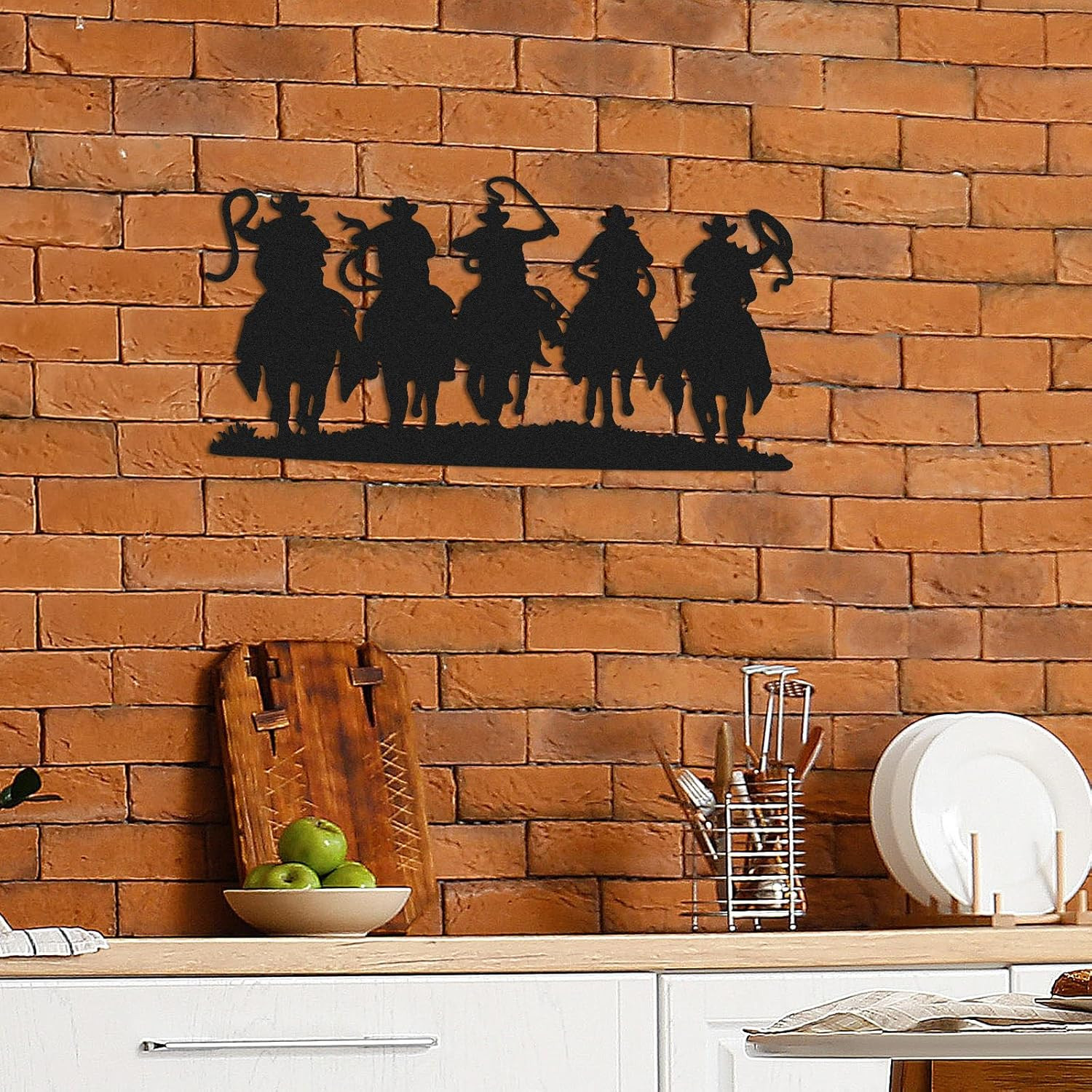 Western Decoration Vintage Metal Cowboy Wall Decor Silhouette Room Decor Hanging