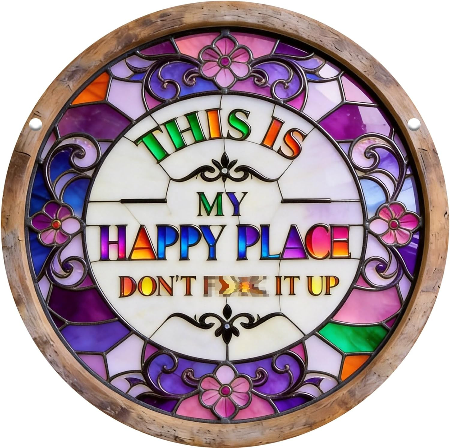 “This Is My Happy Place Don’t F It Up” Sign, 11.5 Inch Acrylic Wall Decor, Vibra