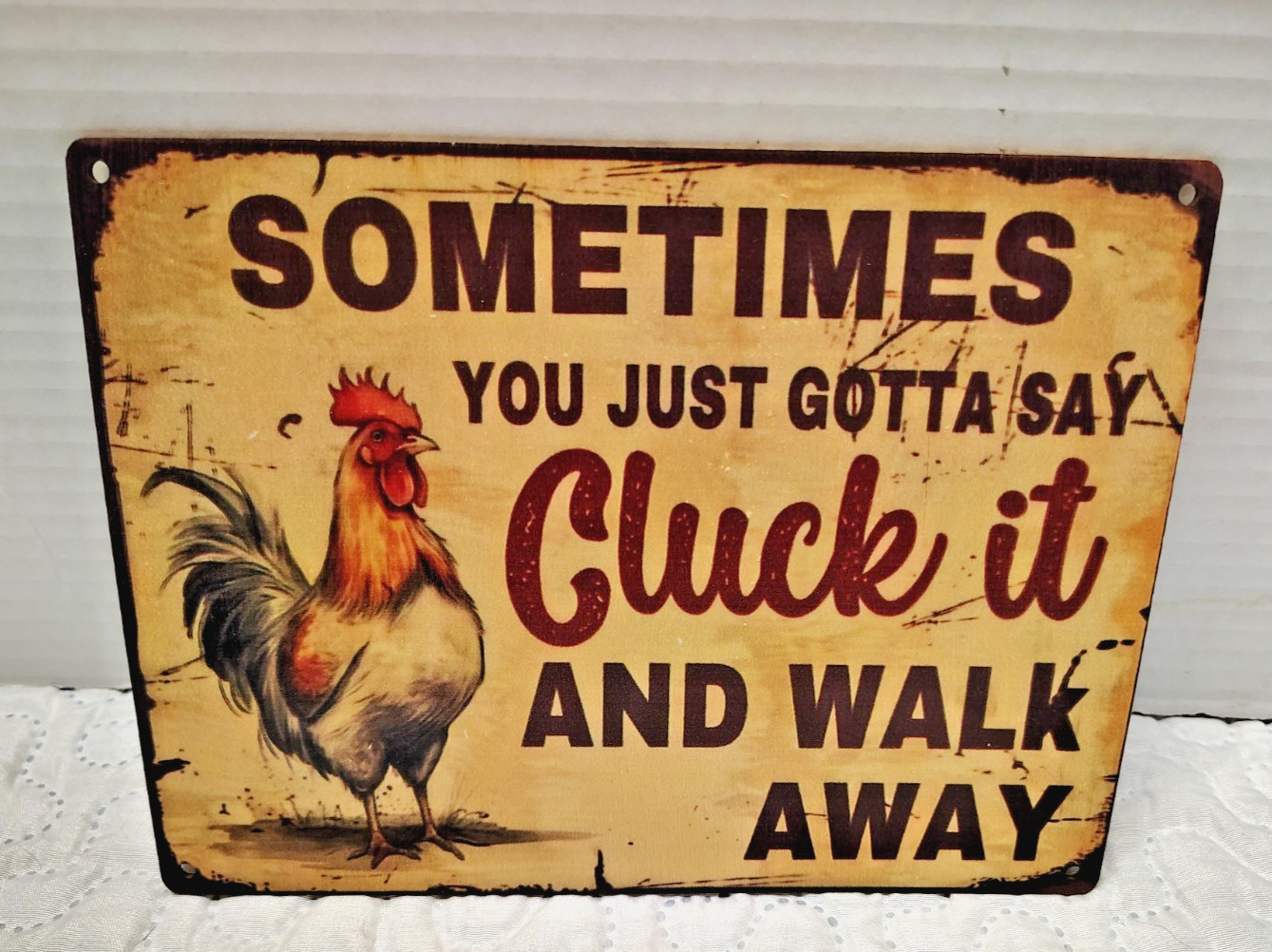 Funny Chicken Sign Cluck It And Walk Away Rustic Farmhouse Wall Decor Wood 8×5
