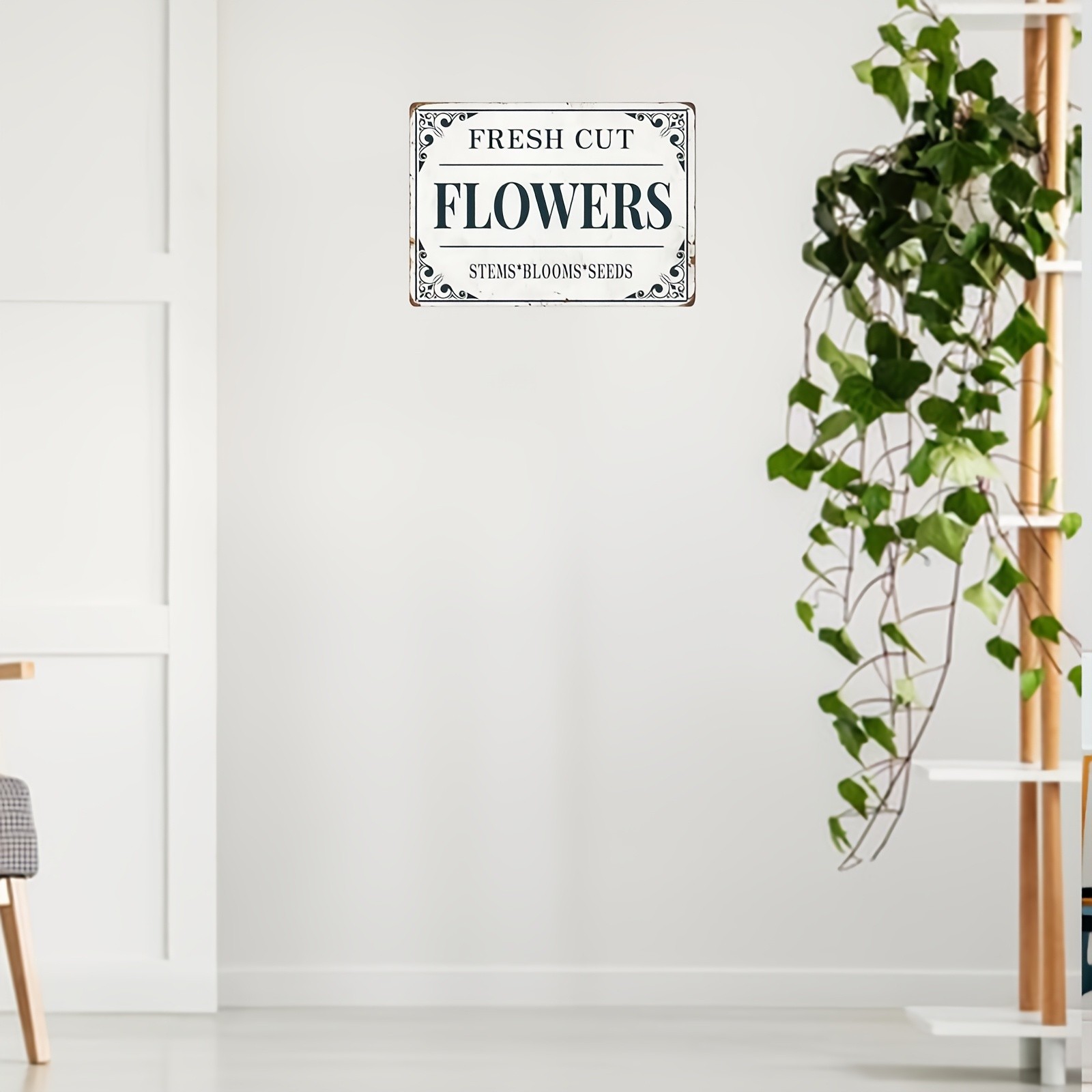 Fresh Cut Flowers Stems Blooms Seeds Metal Sign Florist Shop Home Garden Decor