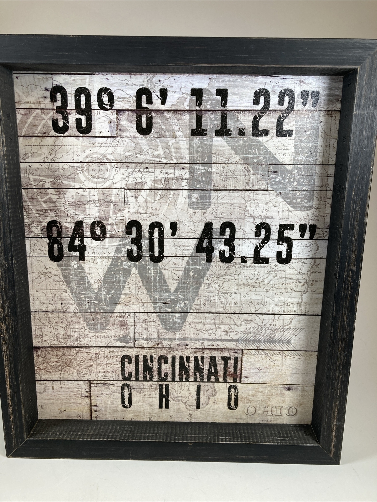 Cincinnati Ohio Coordinates Picture Artwork Housewarming Wedding Gift