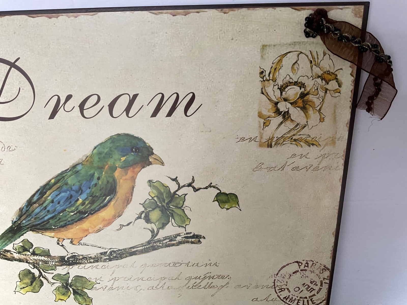 Pr Cottage Style Hanging Metal Wall Art w/ Birds 13 3/4″ L x 10 5/8″ T