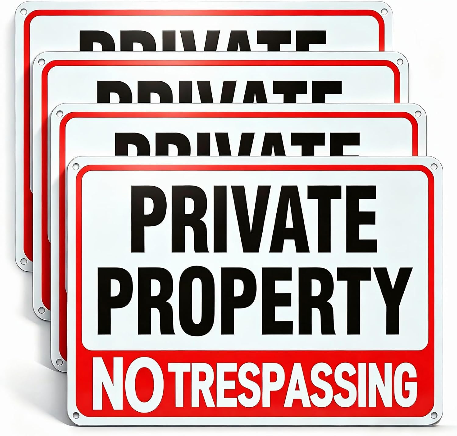 4 Pack Large No Trespassing Signs Private Property, 12X8 Inch Rust Free Aluminum