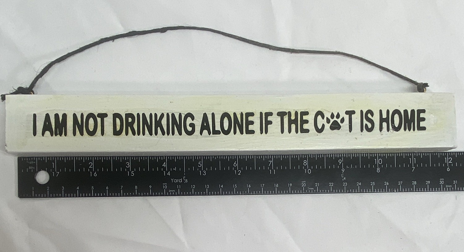 Hanging Wood Funny Sign “I Am Not Drinking Alone If the Cat Is Home”