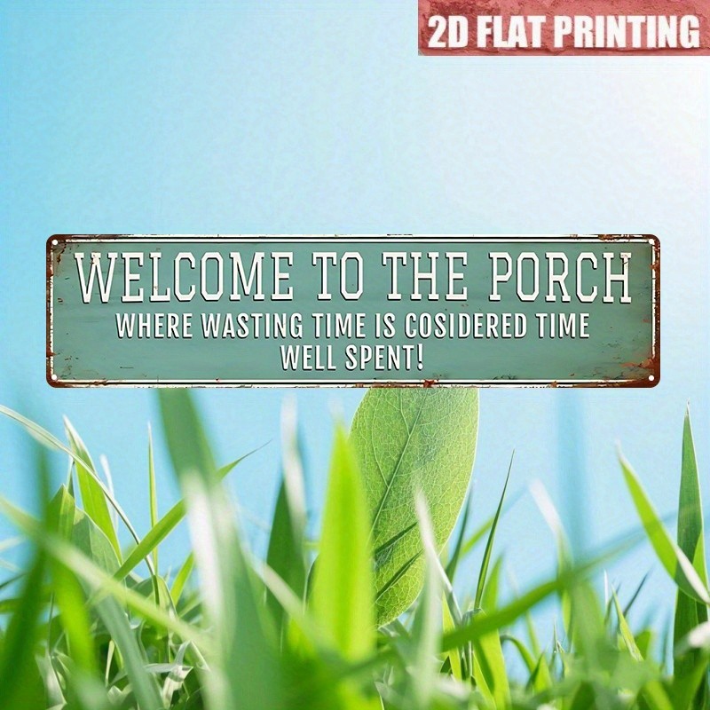 Welcome To The Porch Distressed Teal Metal Sign Front Porch Patio Wall Decor