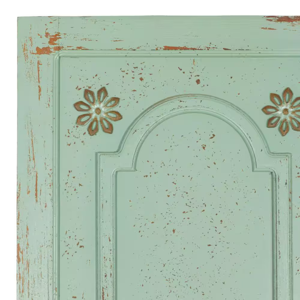 18 In. X 78 In. Wood Green Antique Door Scroll Wall Decor