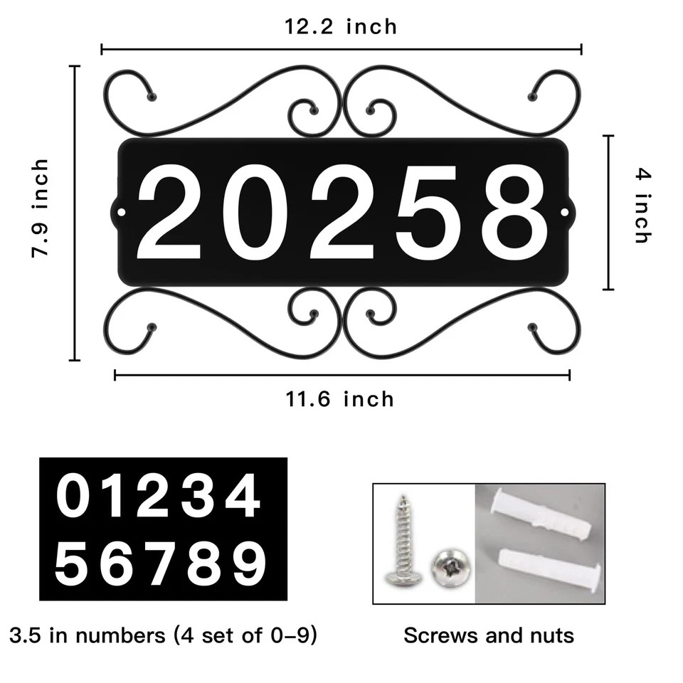 Metal Address Sign, Street House Numbers, Address Plaques for Houses, Horizon…