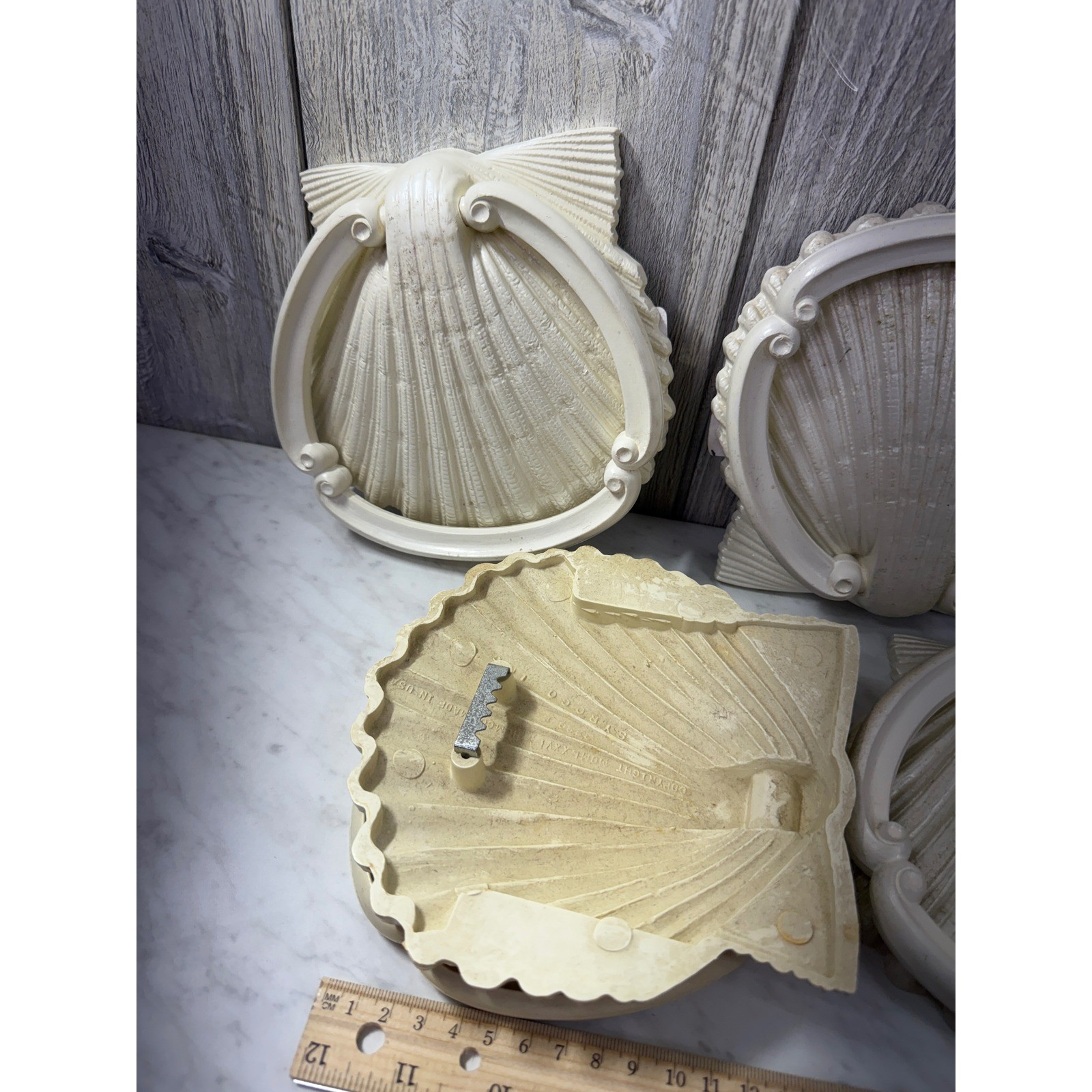 Vintage Homco Seashell Wall Plaques Set of 5 Cream Off White Coastal Decor 1975