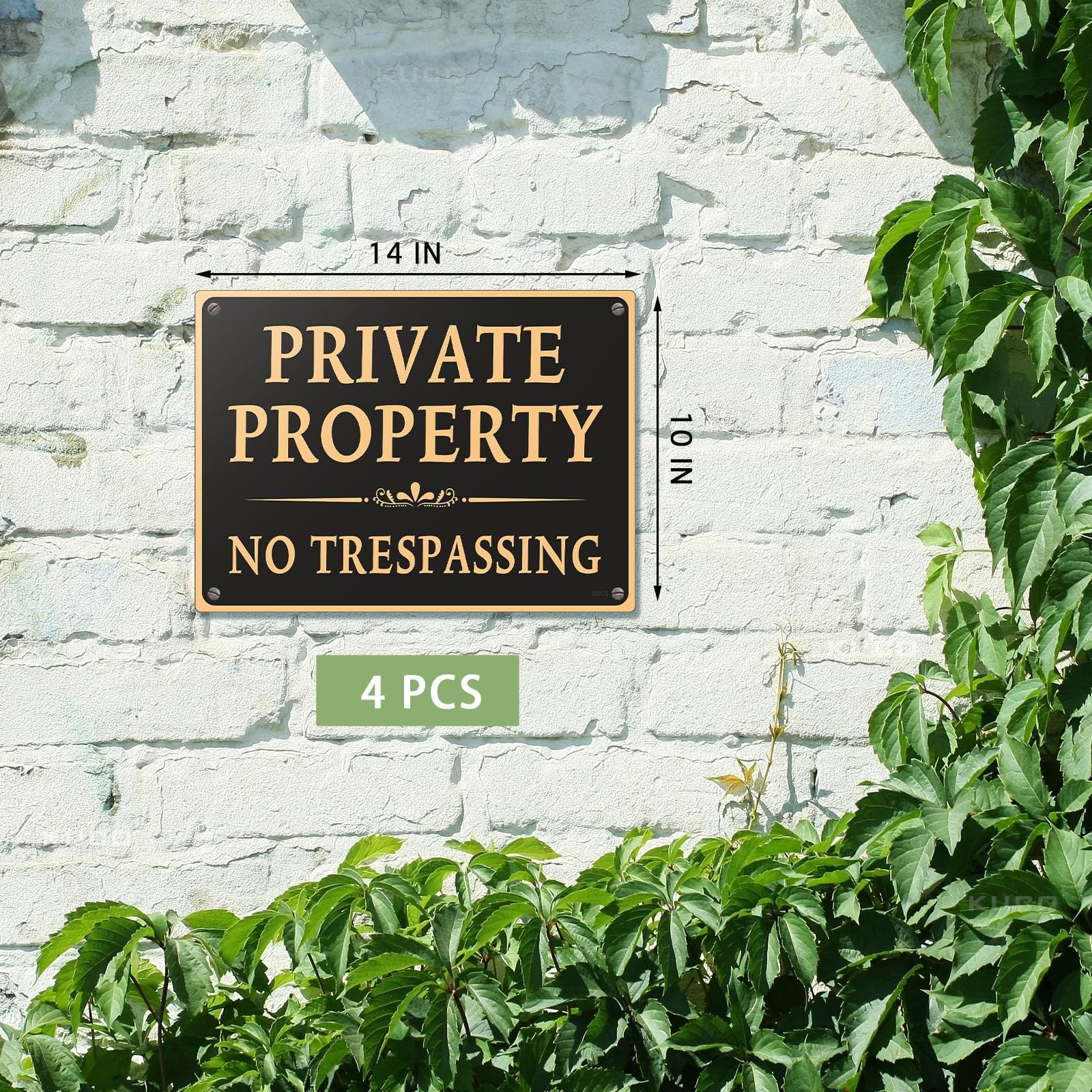 4 Pack Large Private Property No Trespassing Signs, 10″x14″, UV Ink Printing,…