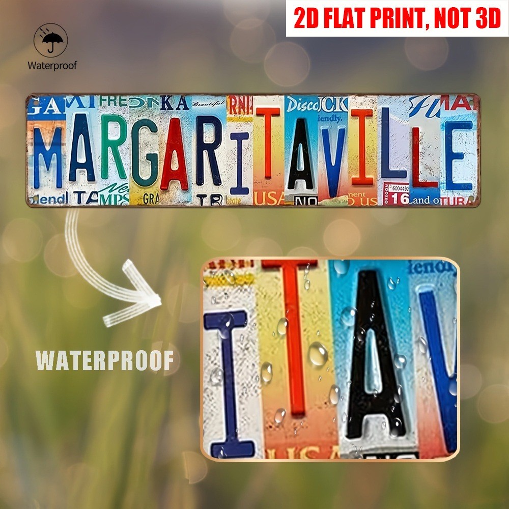 Vintage Metal Tin Sign Retro Margaritaville Signs Stylish Wall Art Plaque 16×4in