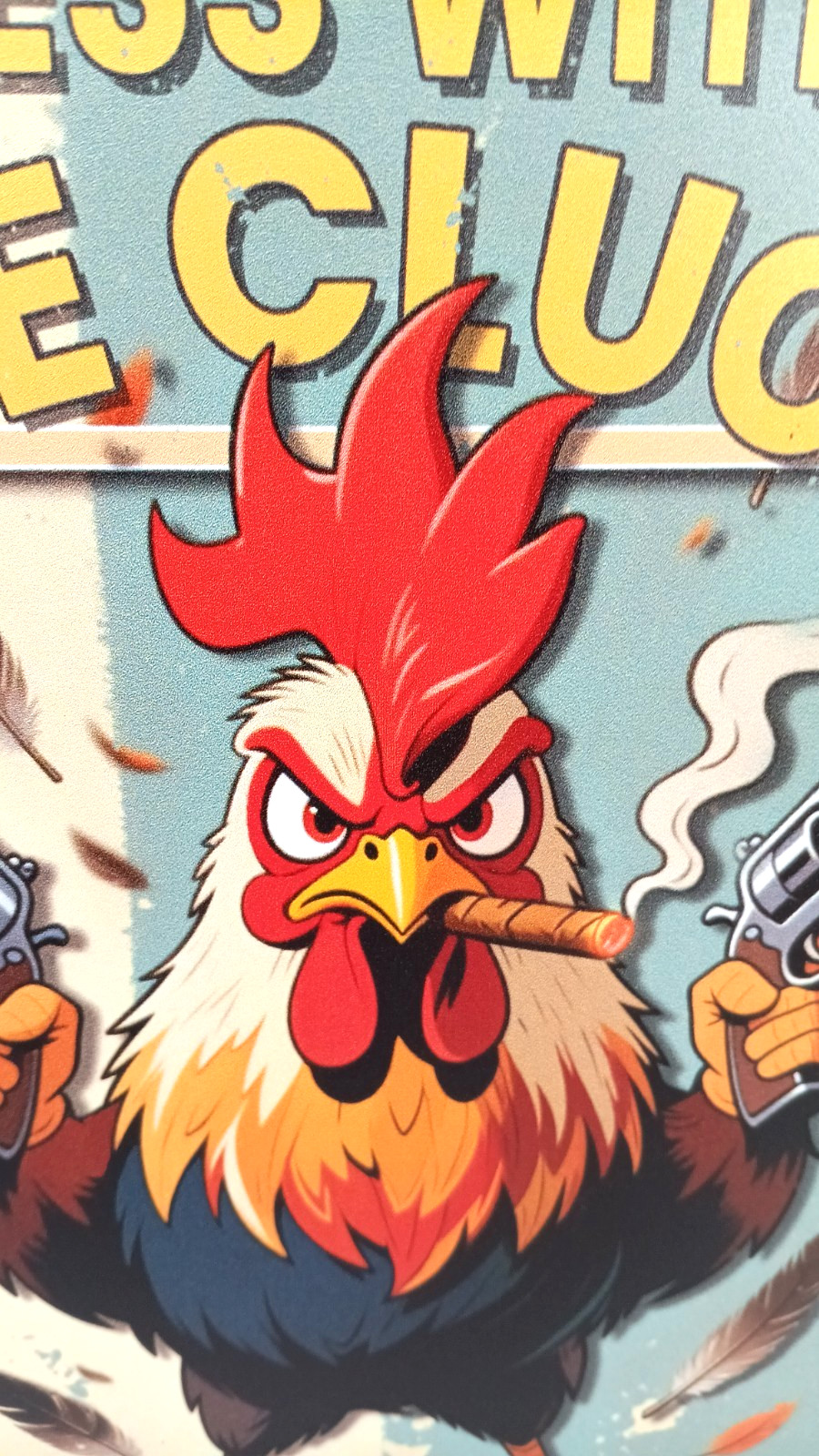 Mess With The Cluck You’ll Get The Thwack Rooster Tin Sign Wall Decor 8 x 11.75