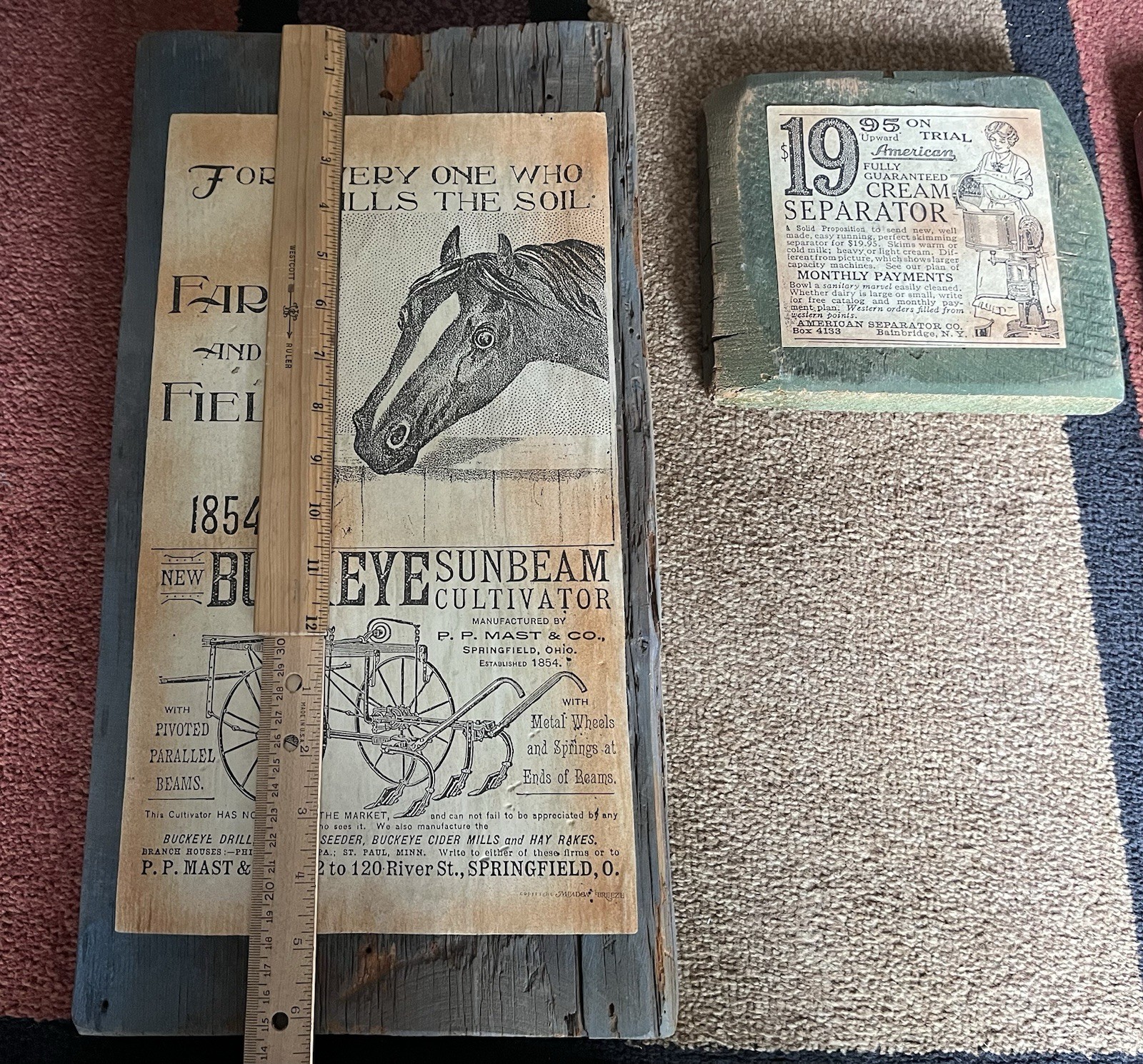 Vintage Barn Wood Signs 4 Piece Set Buckeye Cultivator Queen City Poultry Farm