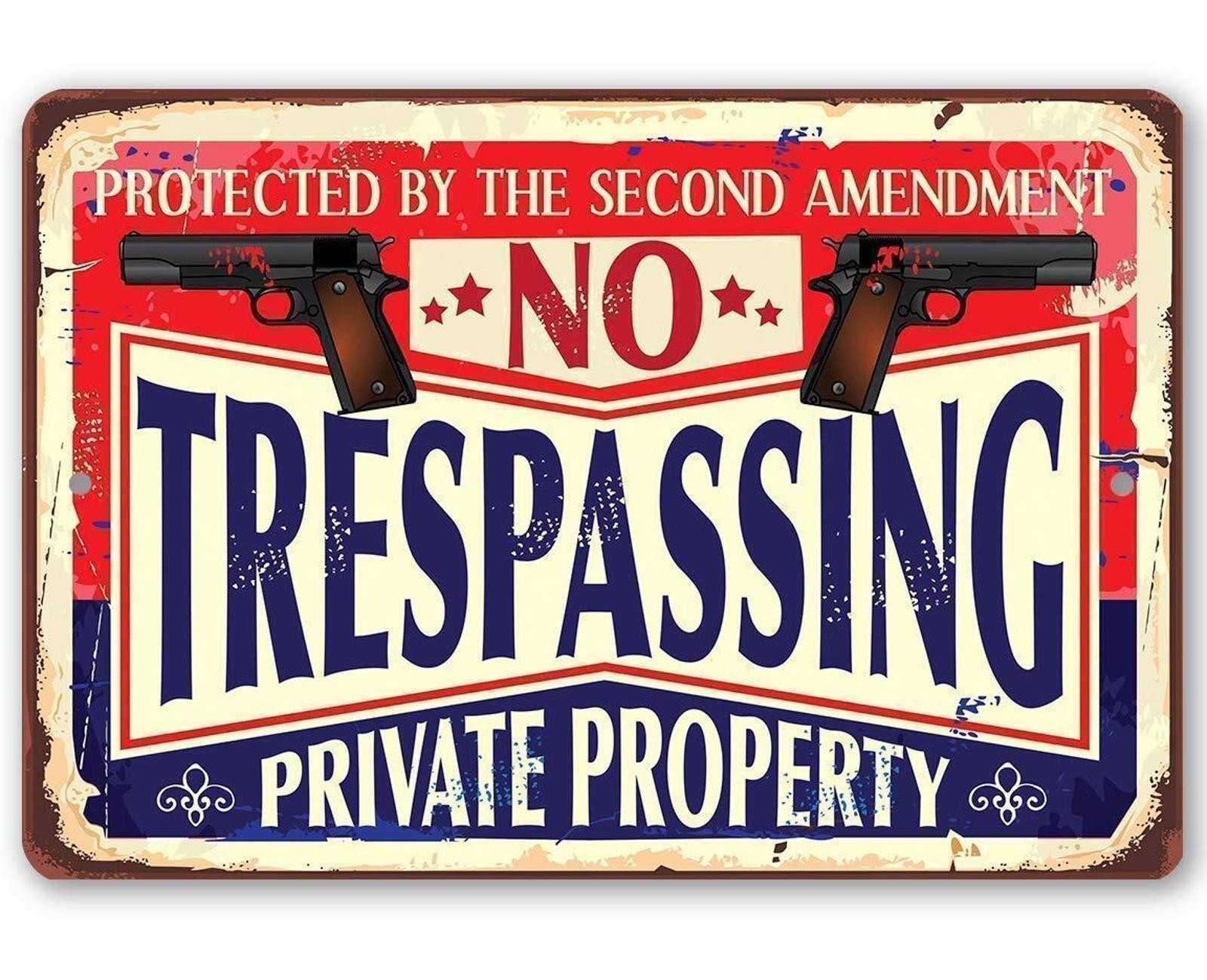 No Trespassing Sign Aluminum Sign 8×12 Funny Protected Warning Plaque