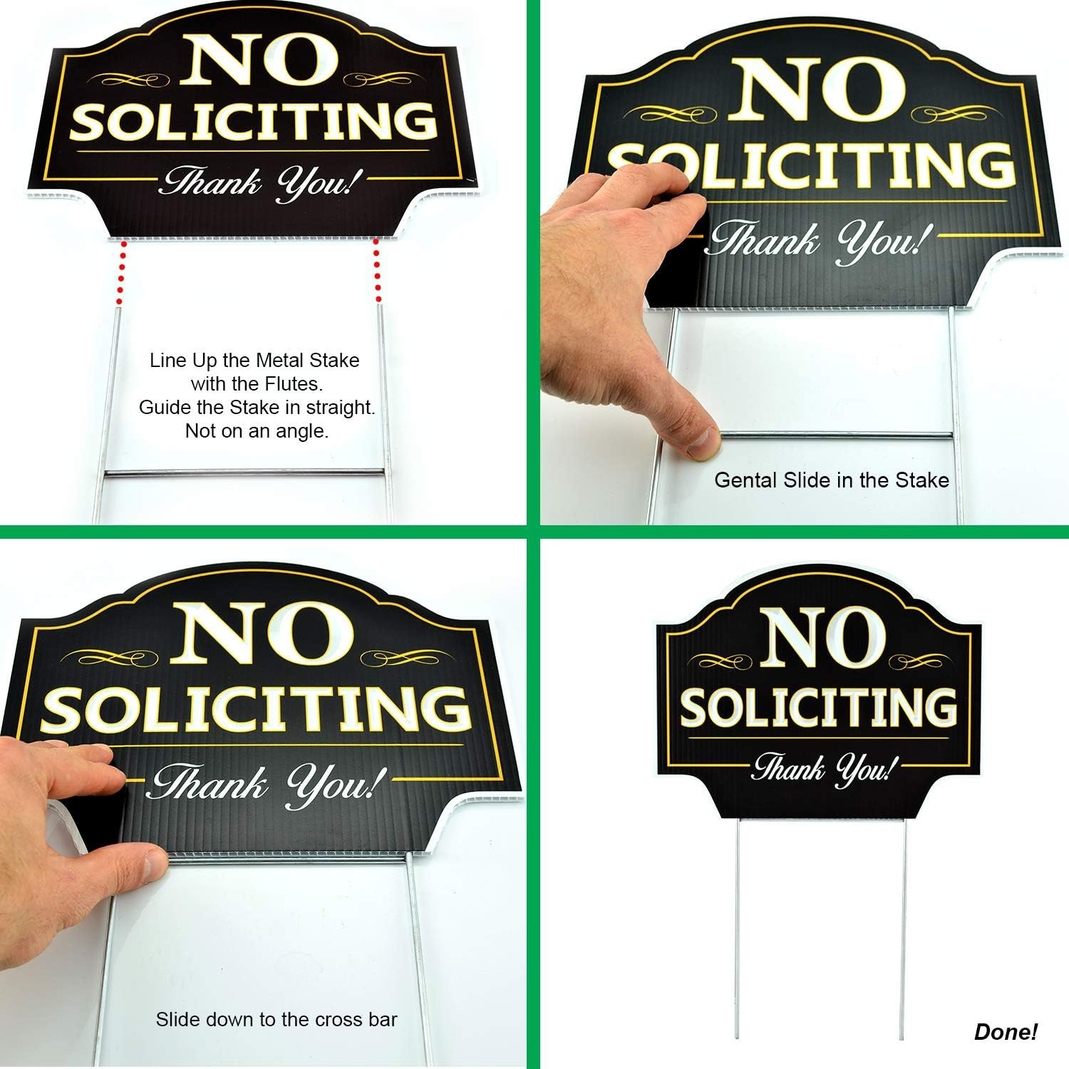 Contemporary No Soliciting Yard Sign – 11.5″x9″ with H-Stake for Stylish Homes