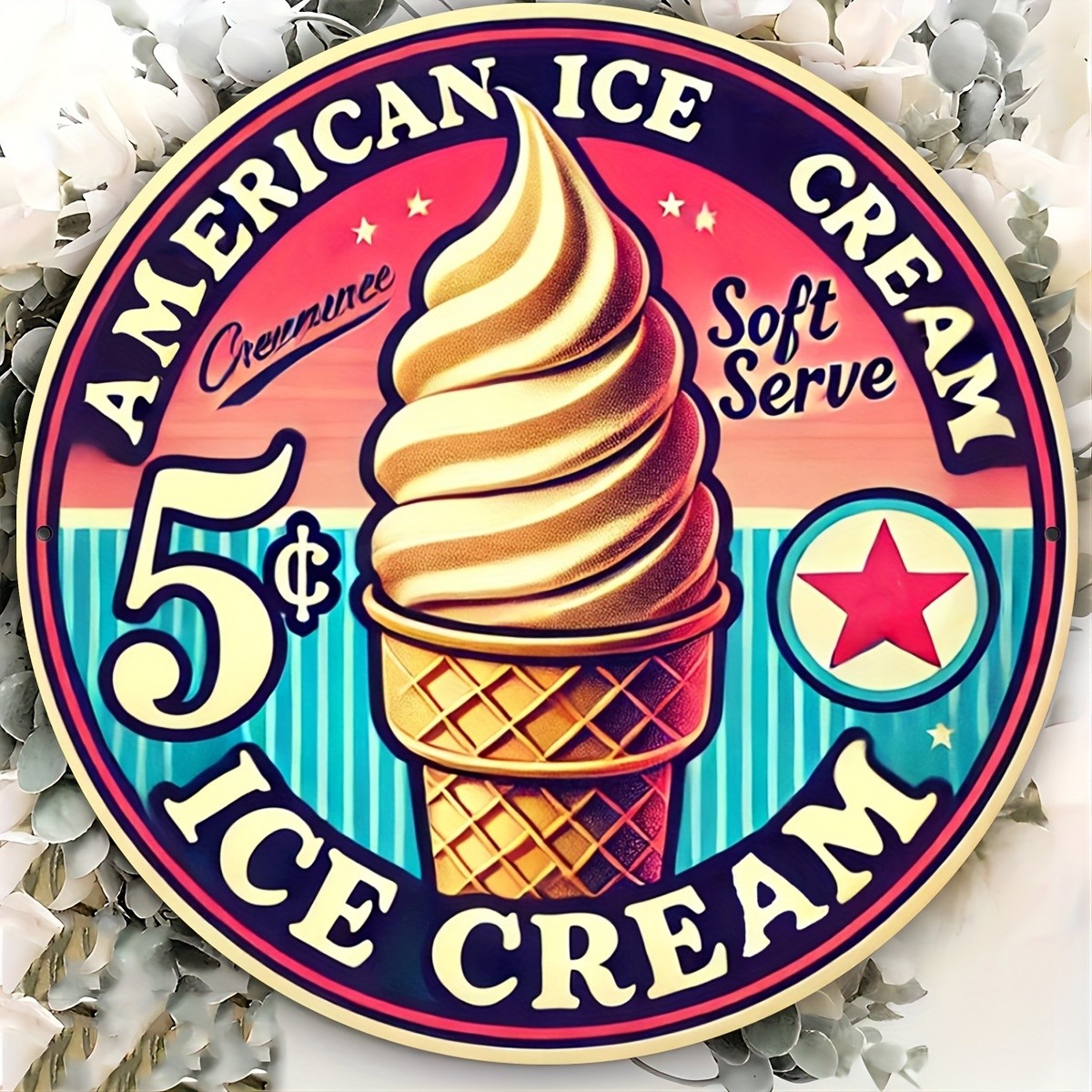 1pc 8 X 8 Inches Tin Metal Signs American Ice Cream – Metal Tin Sign – Unique Wa