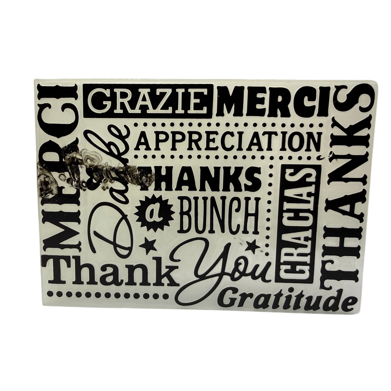 Thank You Gratitude Appreciation Sign Plaque Black White Multilingual Home Decor