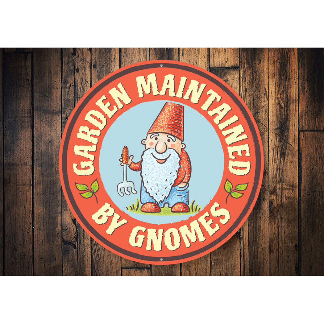 Gnome Sign, Backyard Sign, Garden Sign, Gardener Aluminum Metal Decor Sign