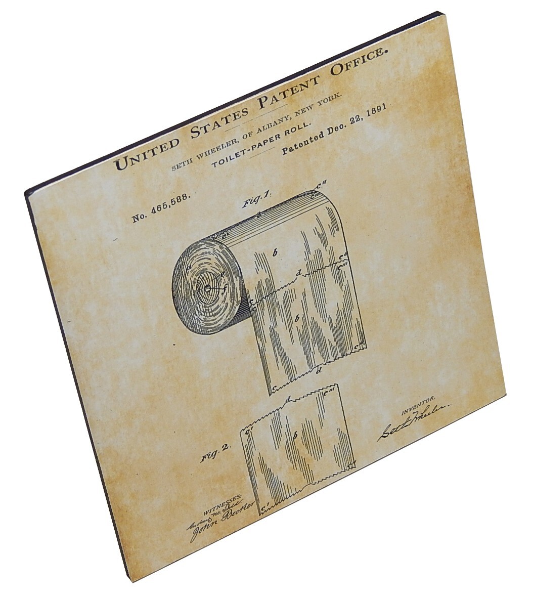 Toilet Paper Patent Bathroom Restroom Sign Shelf Sitter Wall Art Print 5 x 5″