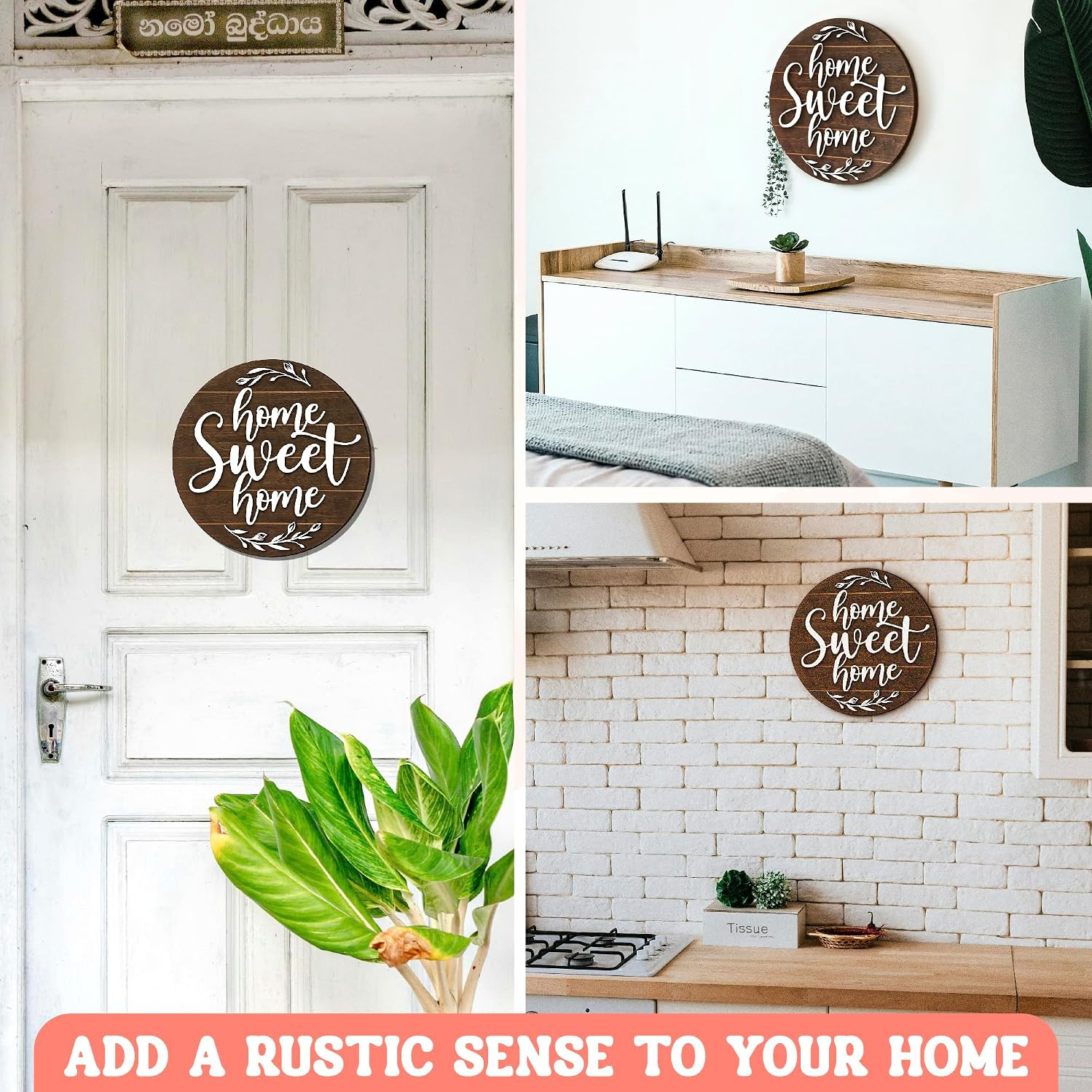 Home Sweet Home Wall Plaque – Rustic Farmhouse Decorative Sign for Living Room