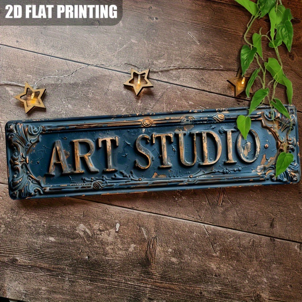 Rustic Art Studio Metal Tin Signs 4×16 Vintage Wall Decor Office Bar Cafe Garage