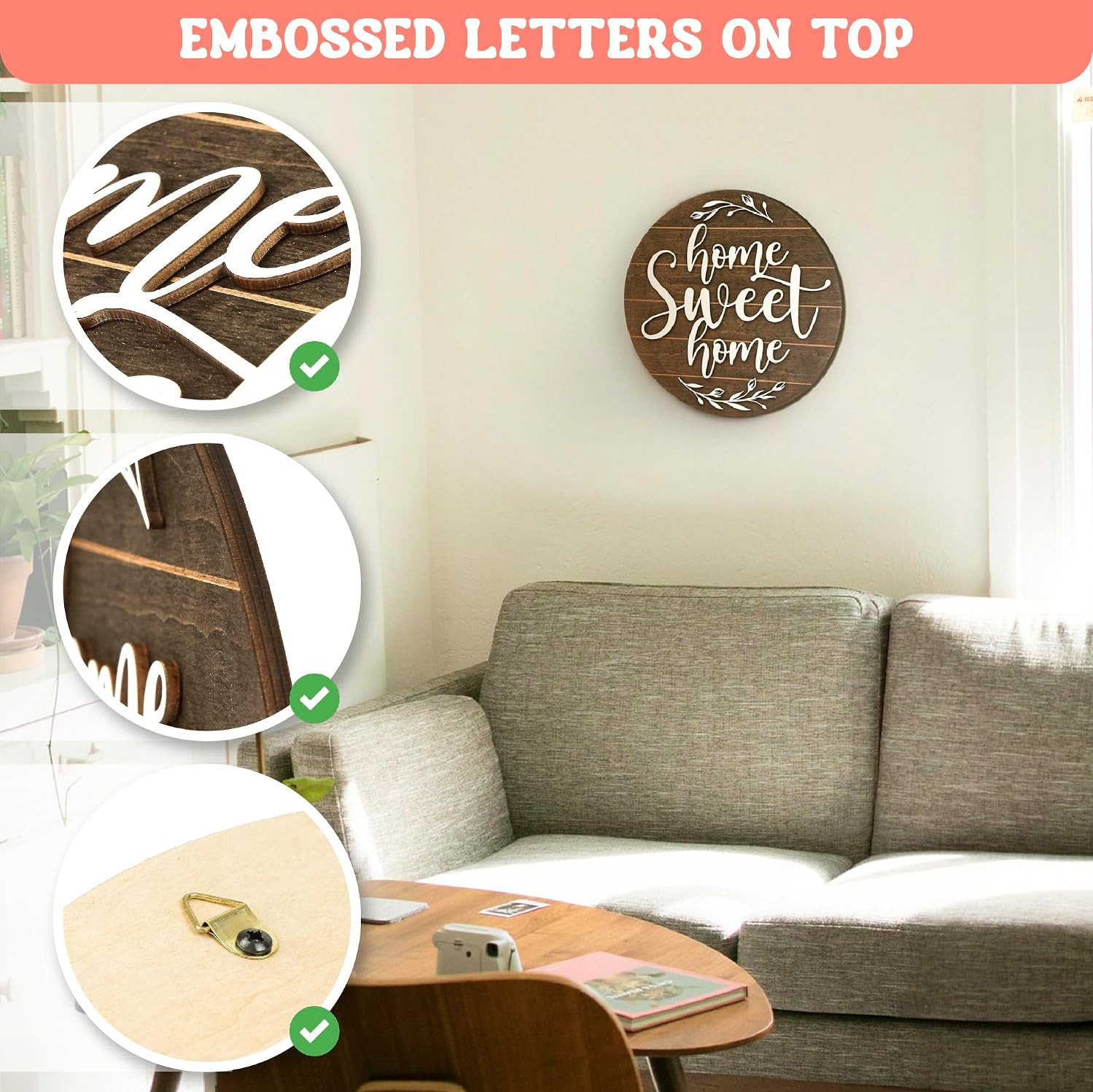 Home Sweet Home Wall Plaque – Rustic Farmhouse Decorative Sign for Living Room