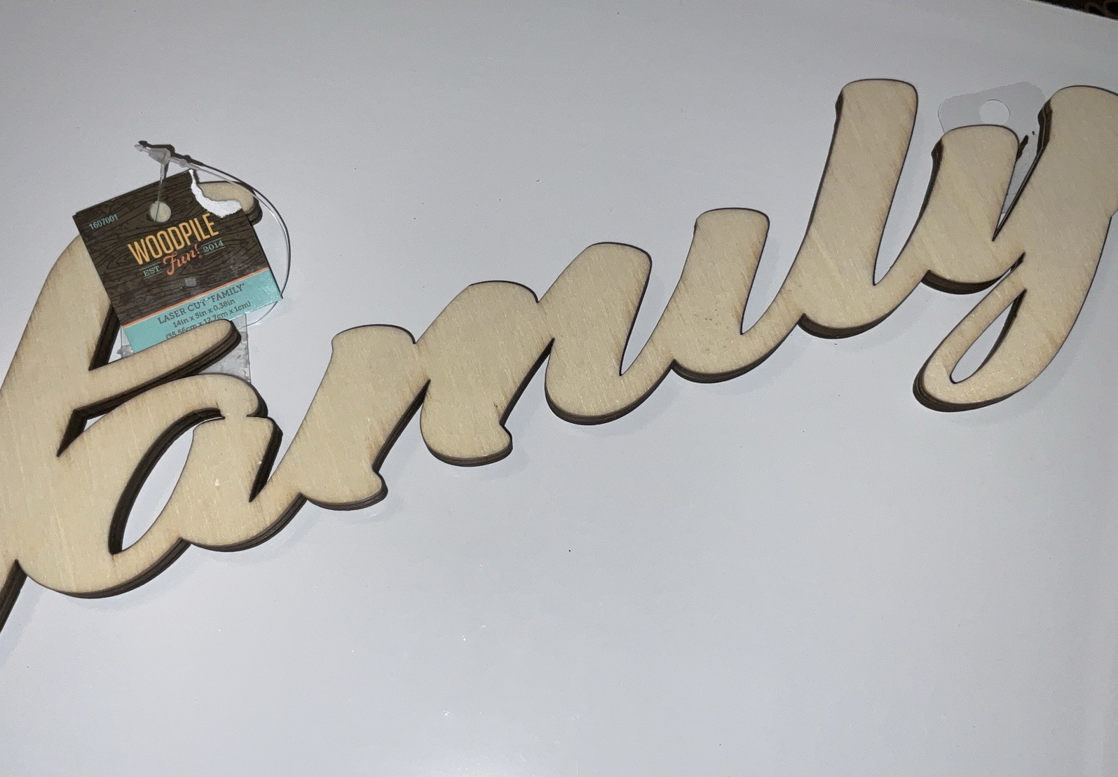 Family 14x5x.38 Laser Cut Wood Thick Paintable Or Stained Make It Your Own New