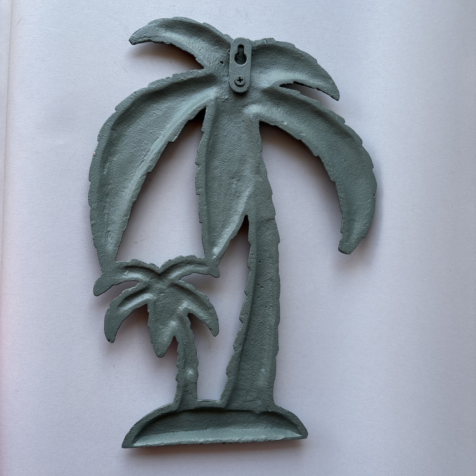 Palm Trees Wall Art Cast Iron Metal Green Gold Home Decor 11″ Tropical Beach Hvy