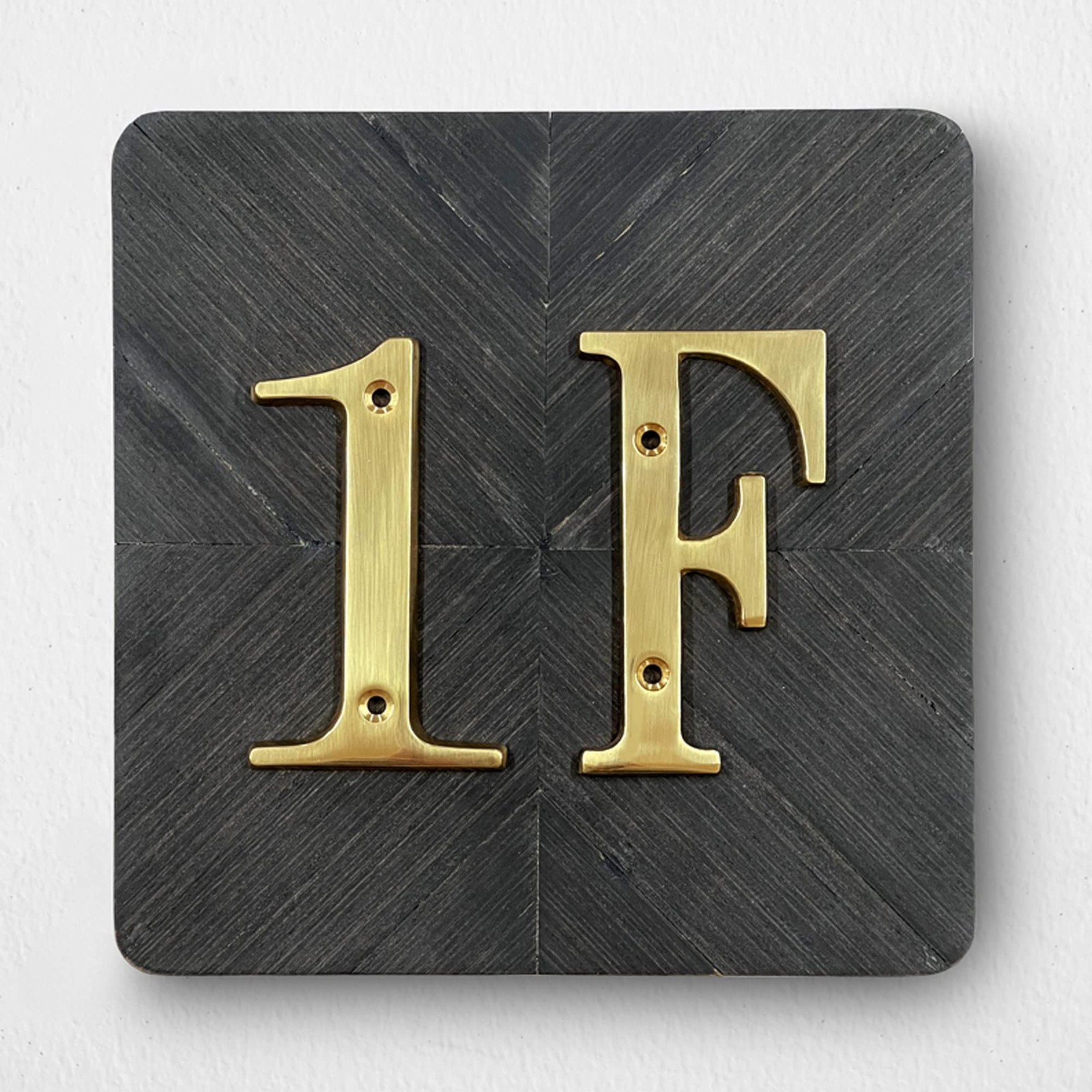 House Number Sign 4 inch (10 cm) Polished Brass Finish Stylish Curvy Modern D…