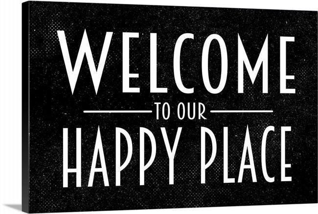 Welcome To Our Happy Place Sign | Home Entryway Wall Decor | Cozy Porch