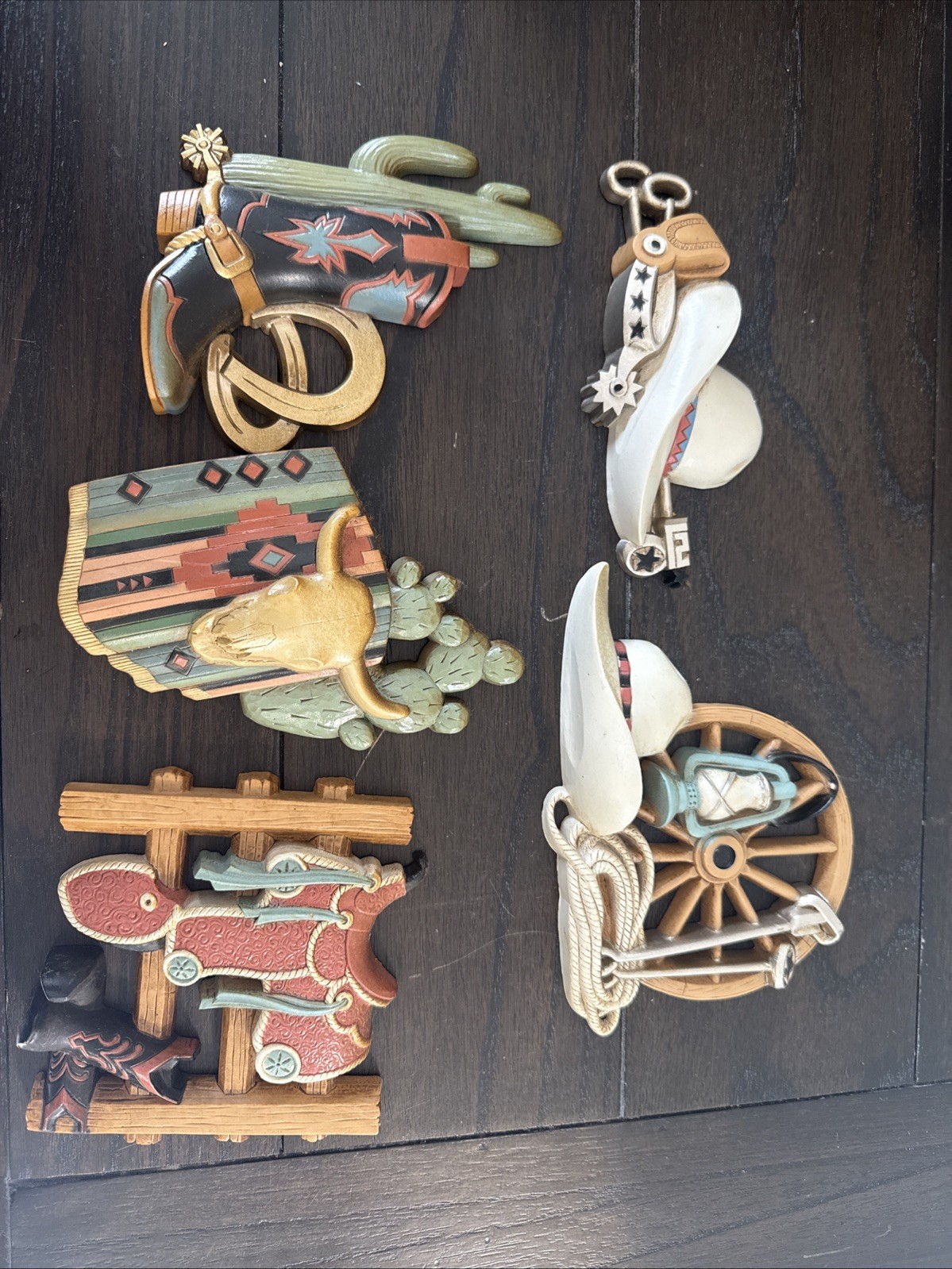 5 Vtg 1995 Home Interiors Southwest Cowboy Country Western Wall Decor Boots Hat