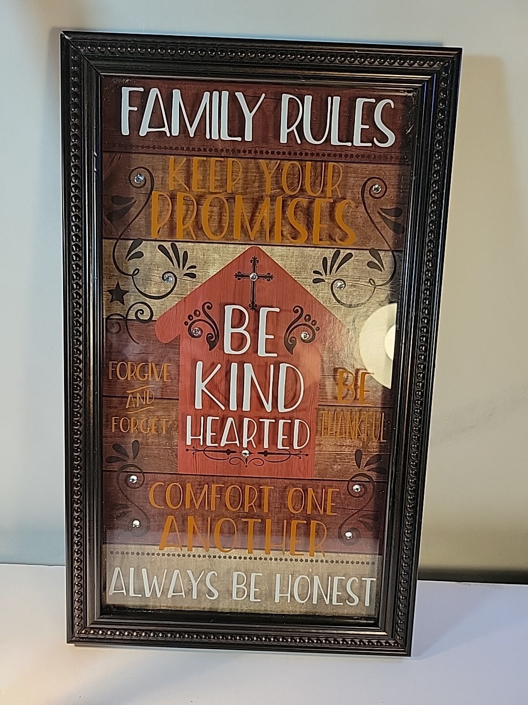 Interiors Framed Shadow Box Wall Decor “Family Rules” 9.5 In X 15.5 In