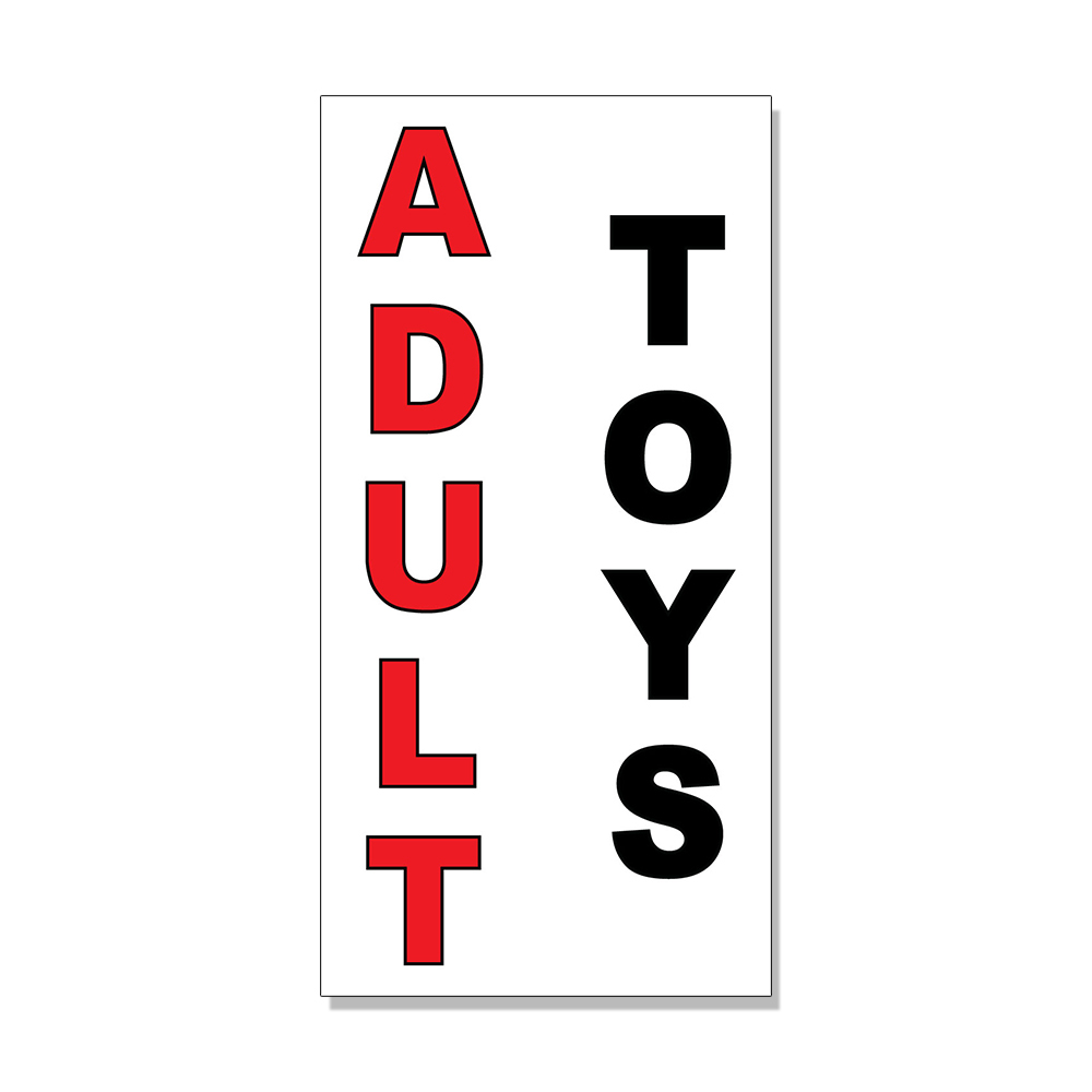 Adult Toys Red Black DECAL STICKER Retail Store Sign