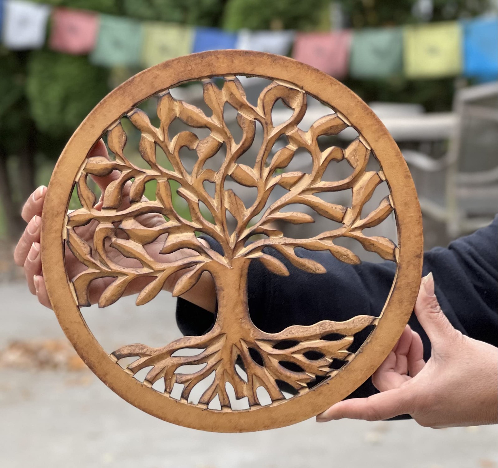 Handcrafted Wooden Tree Of Life Wall Decor Hanging Art (Brown)