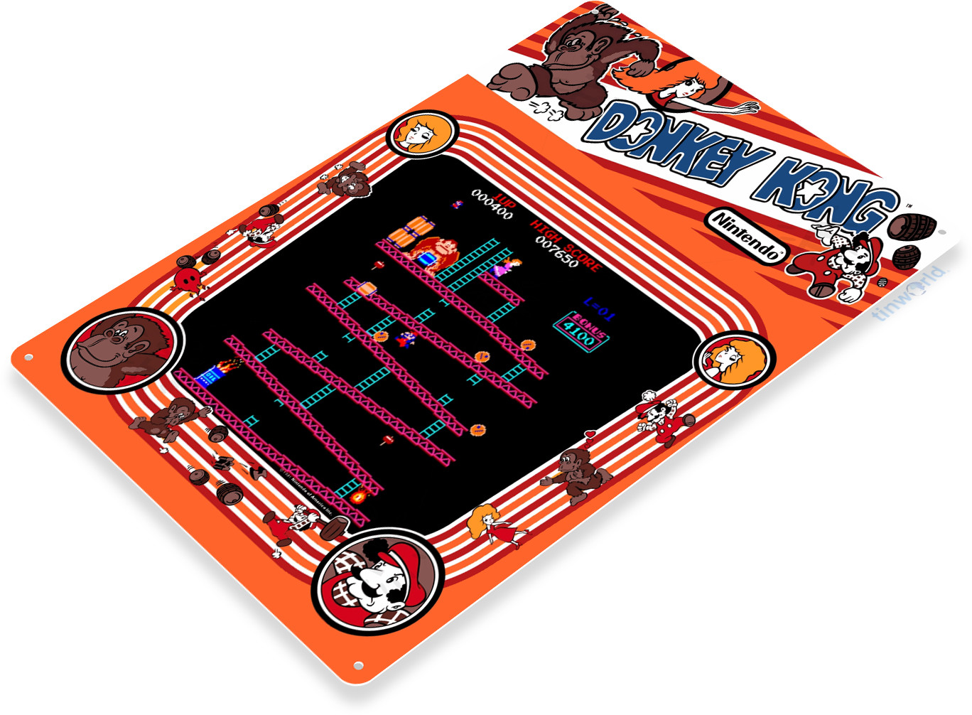 Donkey Kong Arcade Sign, Classic Arcade Game Marquee, Game Room Tin Sign A329
