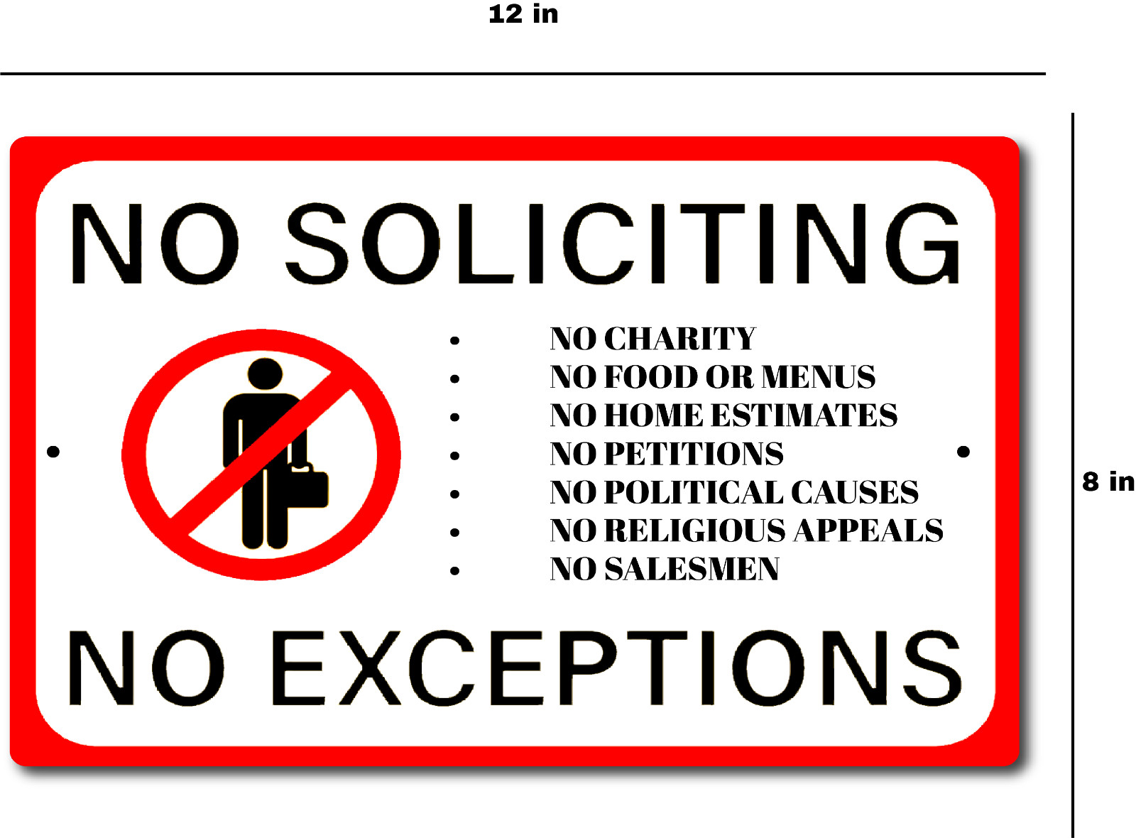 No Soliciting Sign No Exceptions Front Door Home Business Security Fence Signs