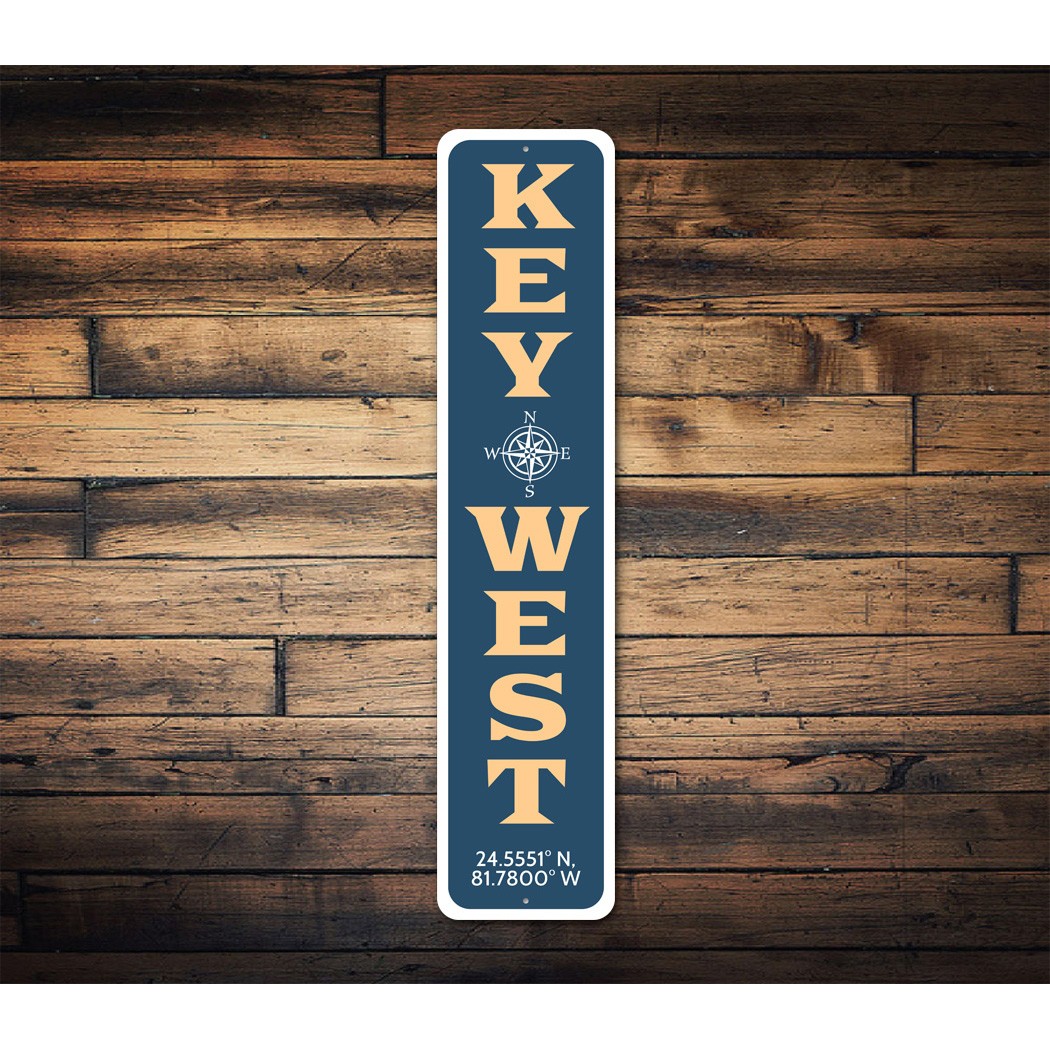 Aluminum Key West Signs Compass Coordinates Sign Novelty Metal Signage