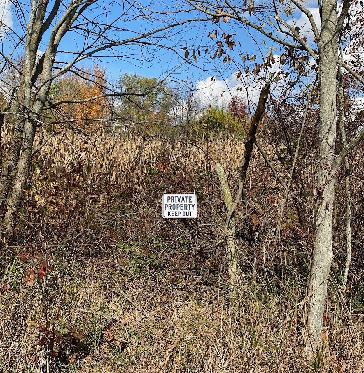 ”PRIVATE PROPERTY KEEP OUT” SIGNS, METAL 5 SIGN SET