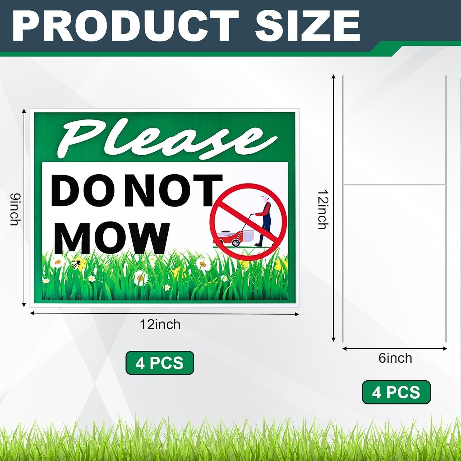 4 Pcs Please Do Not Mow Sign with Metal H Stake 12 x 9 Inches No Mow May Yard…