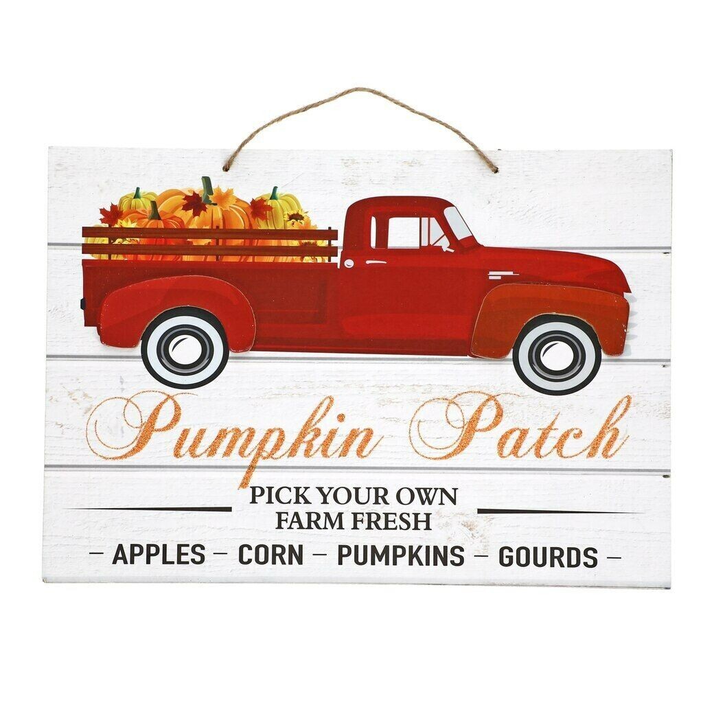 Harvest Vintage Autumn Rectangle Sign with Glitter Accents, 13.375×9.5 in.