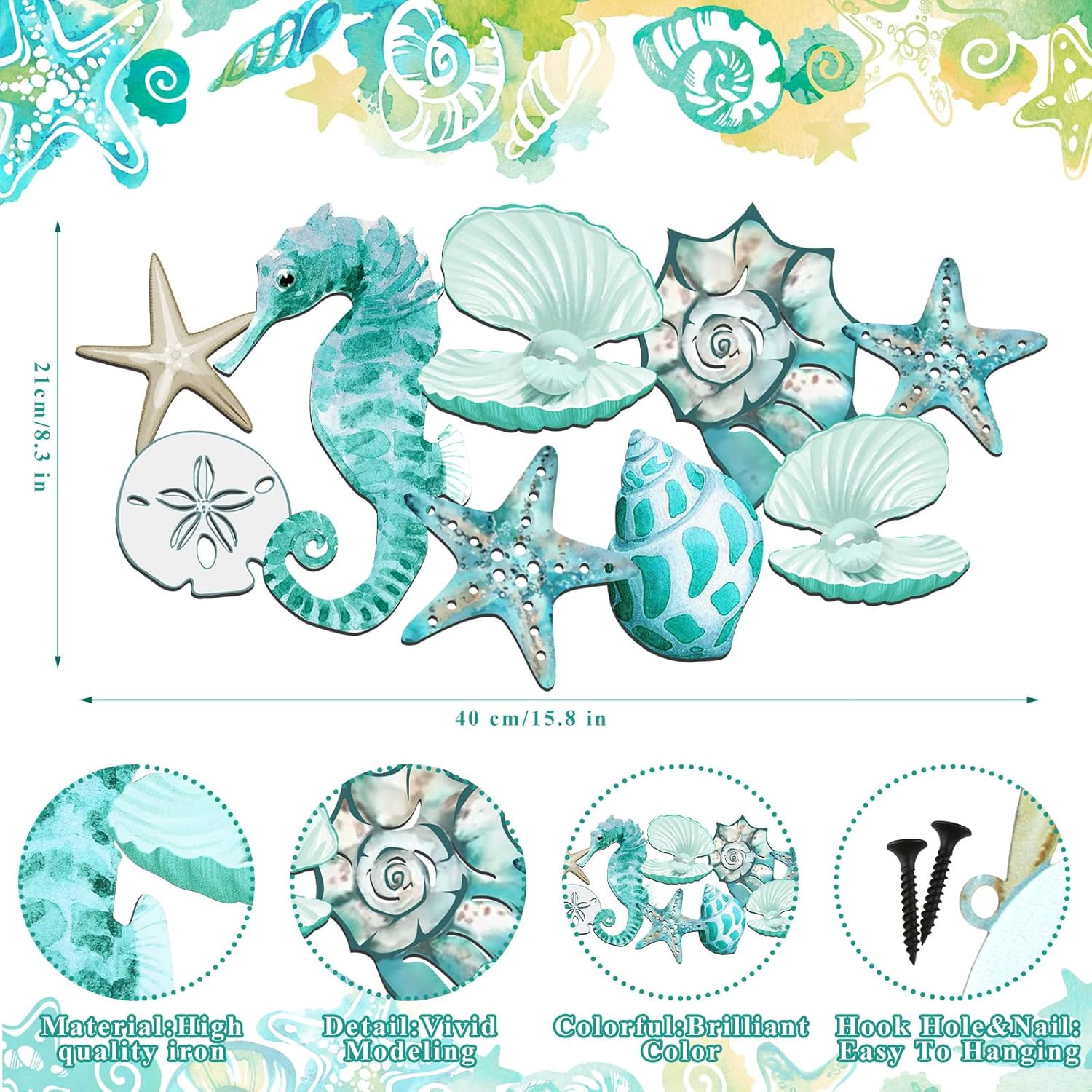 Metal Beach Wall Decor Seashell Beach Themed Bathroom Decor Rustic Nautical Ocea