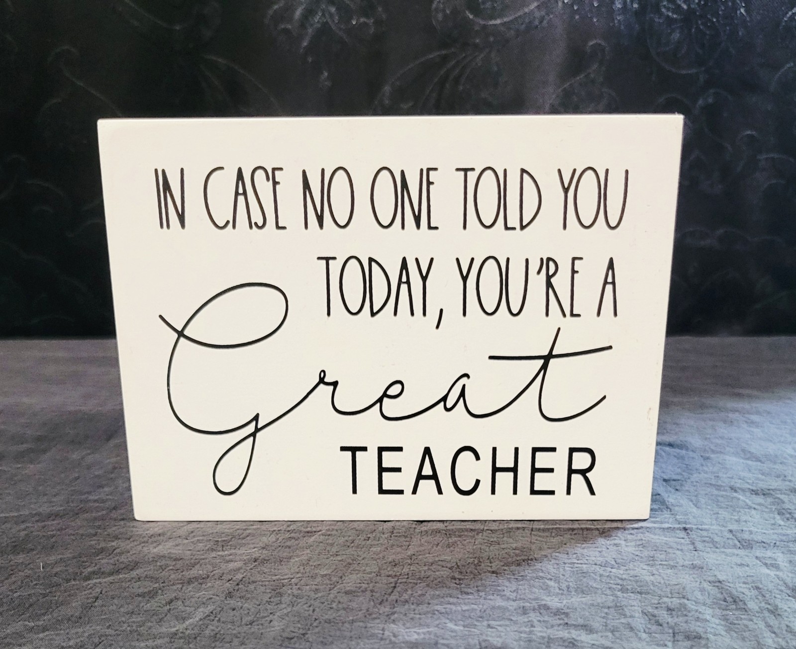 Great Teacher Wood Box Sign Teacher Appreciation Small Desk Top Sign Black White