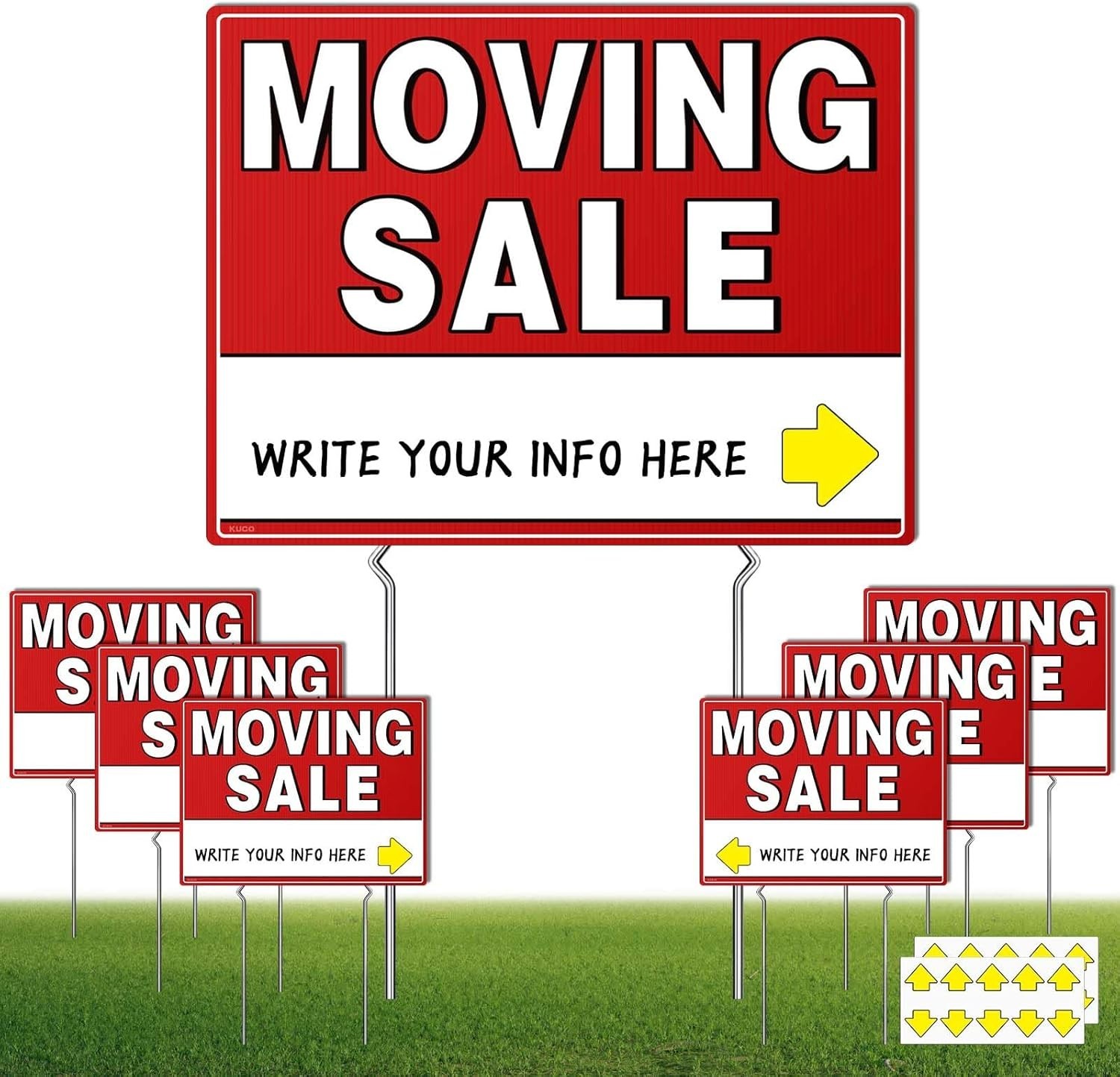 7Pcs WEATHER-PROOF Moving Sale Signs, 17″ x 13″, Double-Sided with Arrow Stic…