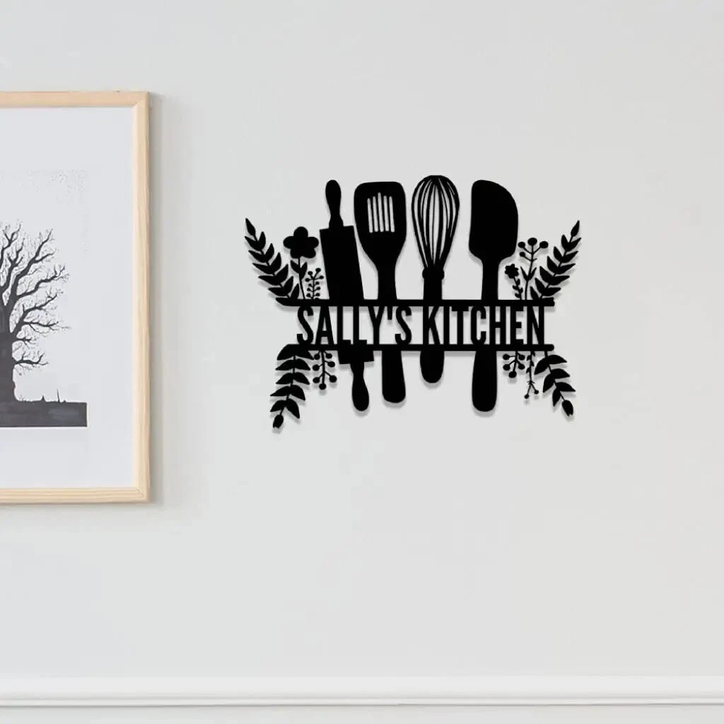 Personalized Kitchen Metal Sign Custom Name Monogram Bakery Wall Art Decor Gift