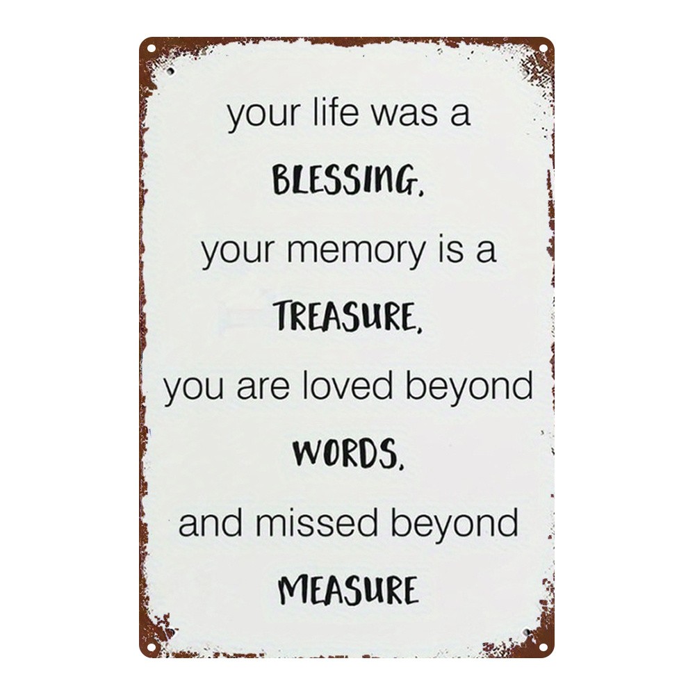 Vintage Tribute Metal Sign Inspirational Memorial Quote Decor for Home & Garden