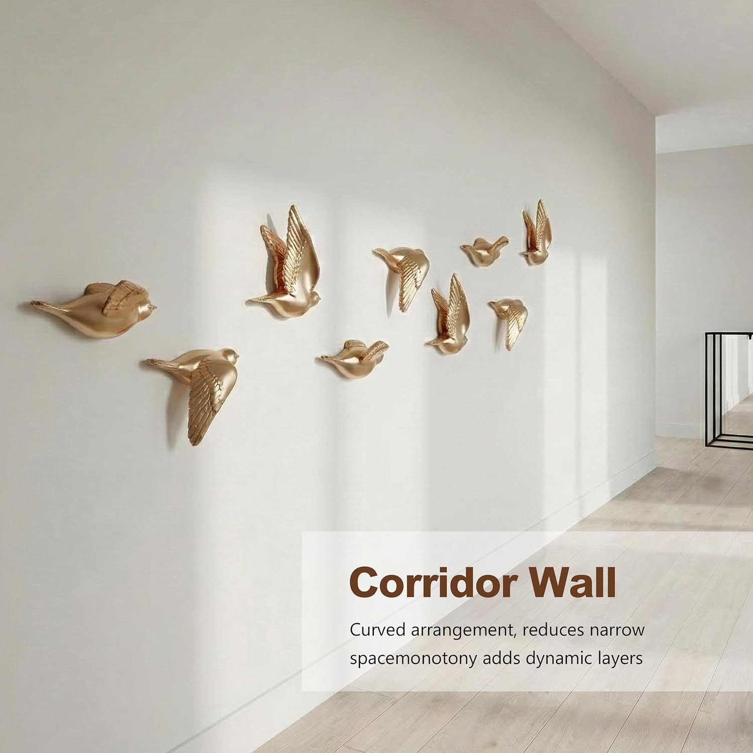 Bird Wall Sculptures Set of 3-3D Wall Art Decor for Living Room, Home Decor Mode