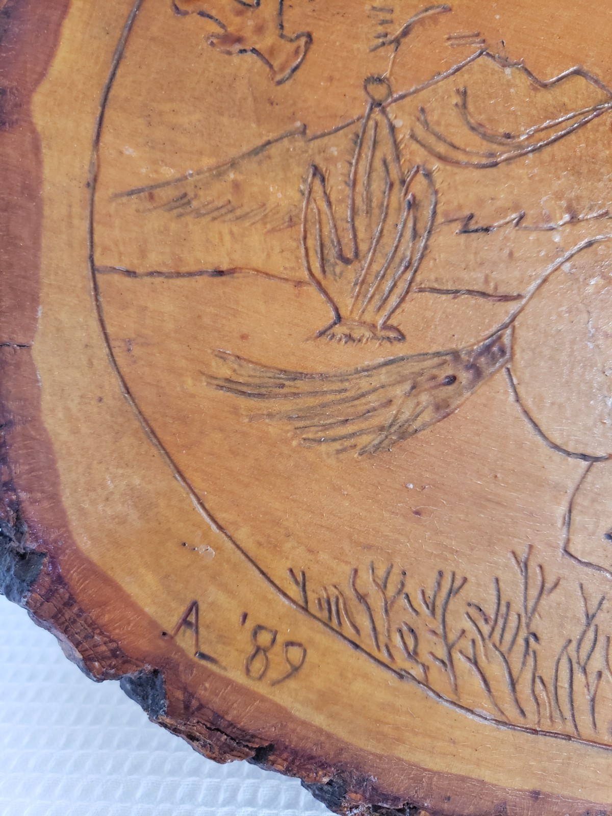 Vtg Handmade Pony Express Wood Burned Plaque Signed A’ 89 Rustic Western Art