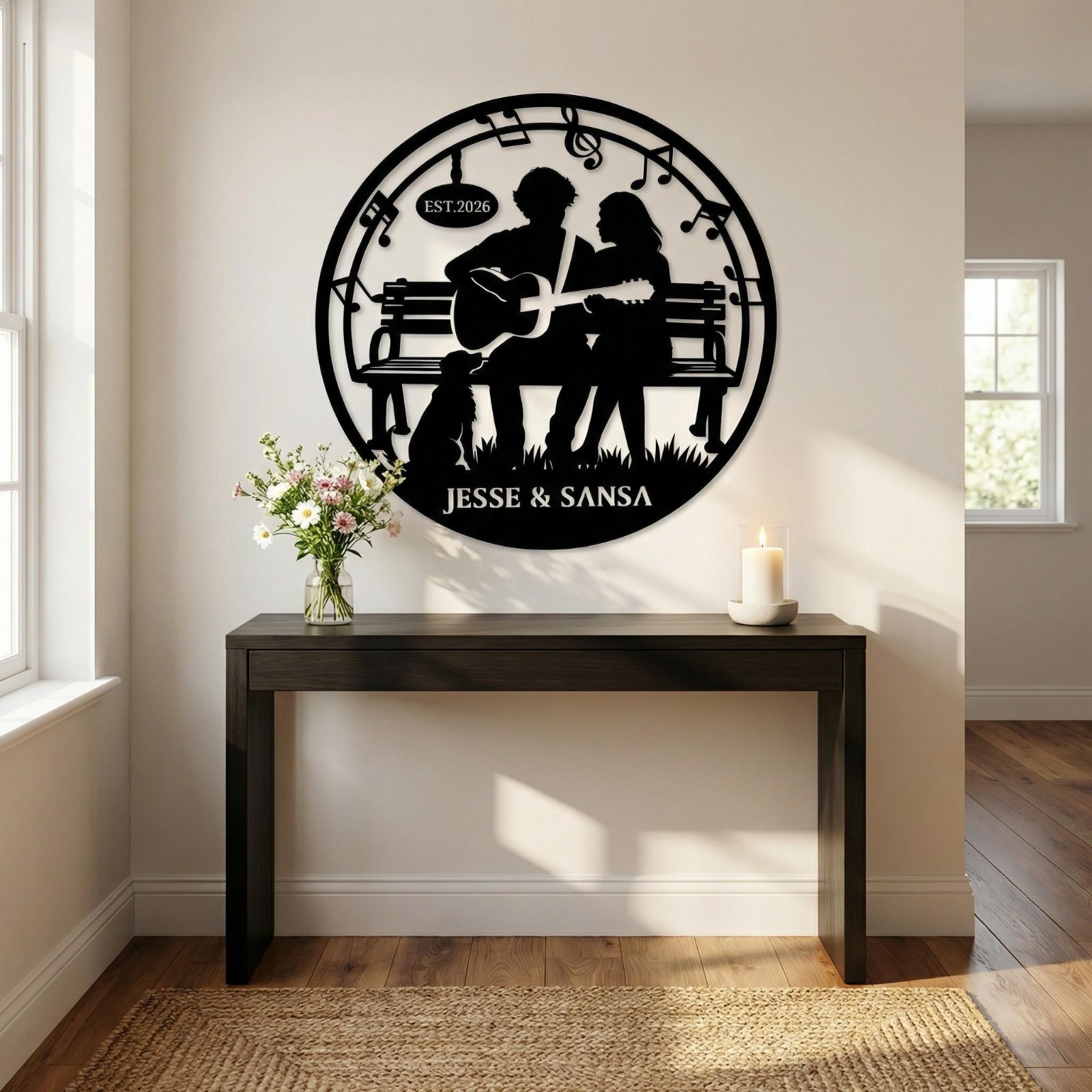 Personalized Guitar Couple Metal Wall Art, Music Lover Anniversary Gift Sign
